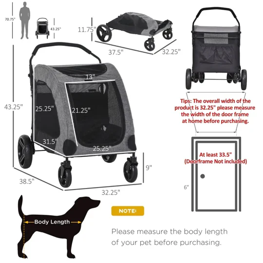Foldable Pet Stroller with Storage Pocket - Image 31