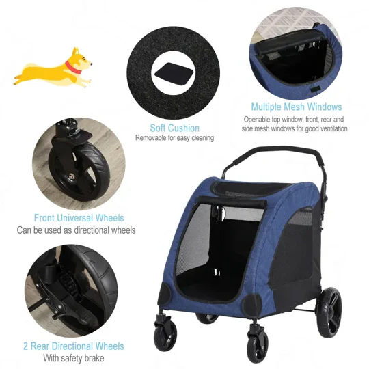 Foldable Pet Stroller with Storage Pocket - Image 7