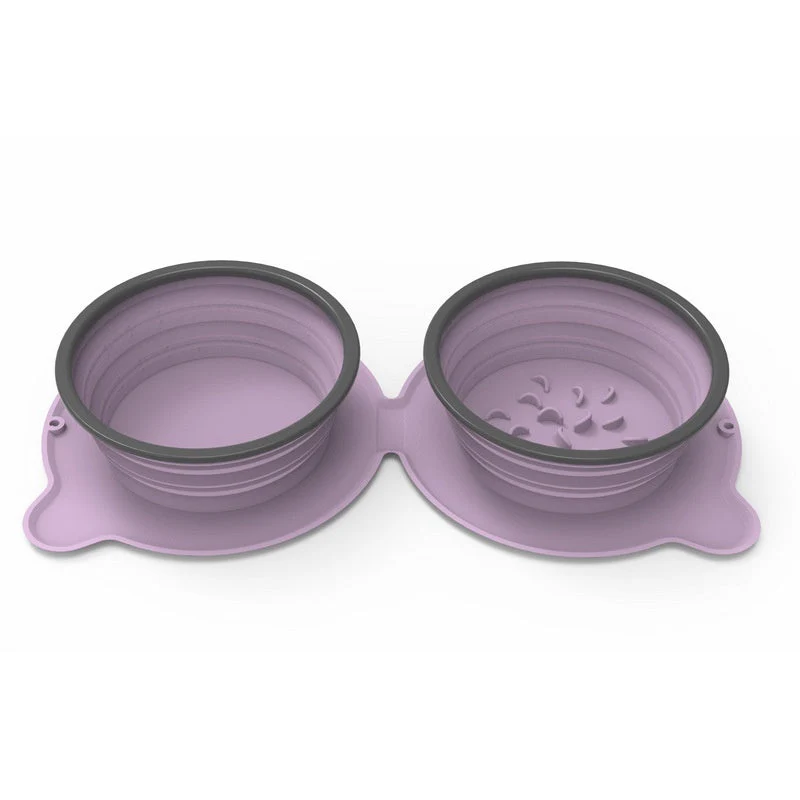 Foldable Silicone Double Food Bowls - Image 4
