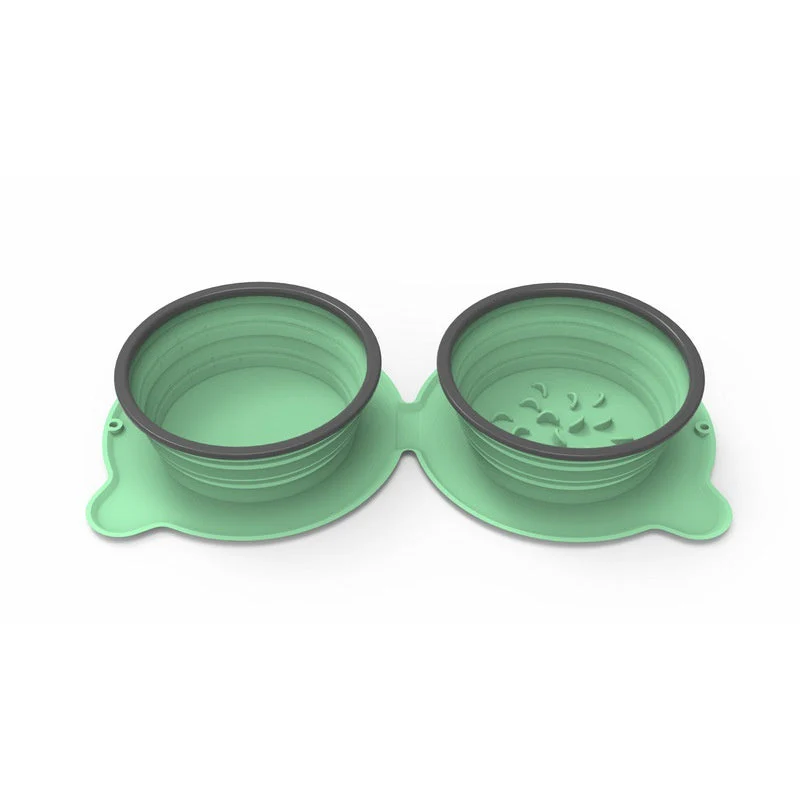 Foldable Silicone Double Food Bowls - Image 5
