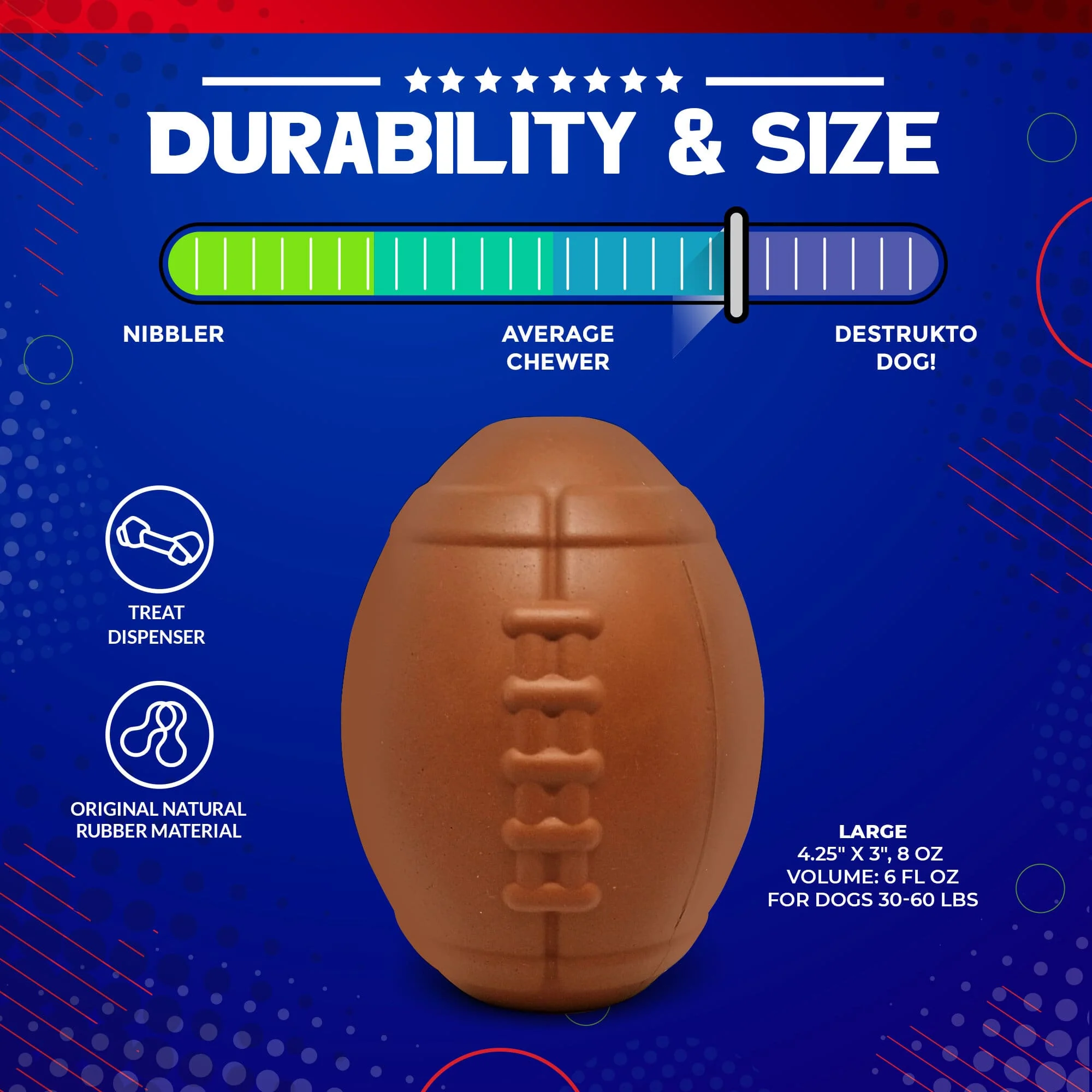 Football Dog Chew Toy & Treat Dispenser - USA Made | SodaPup - Image 4
