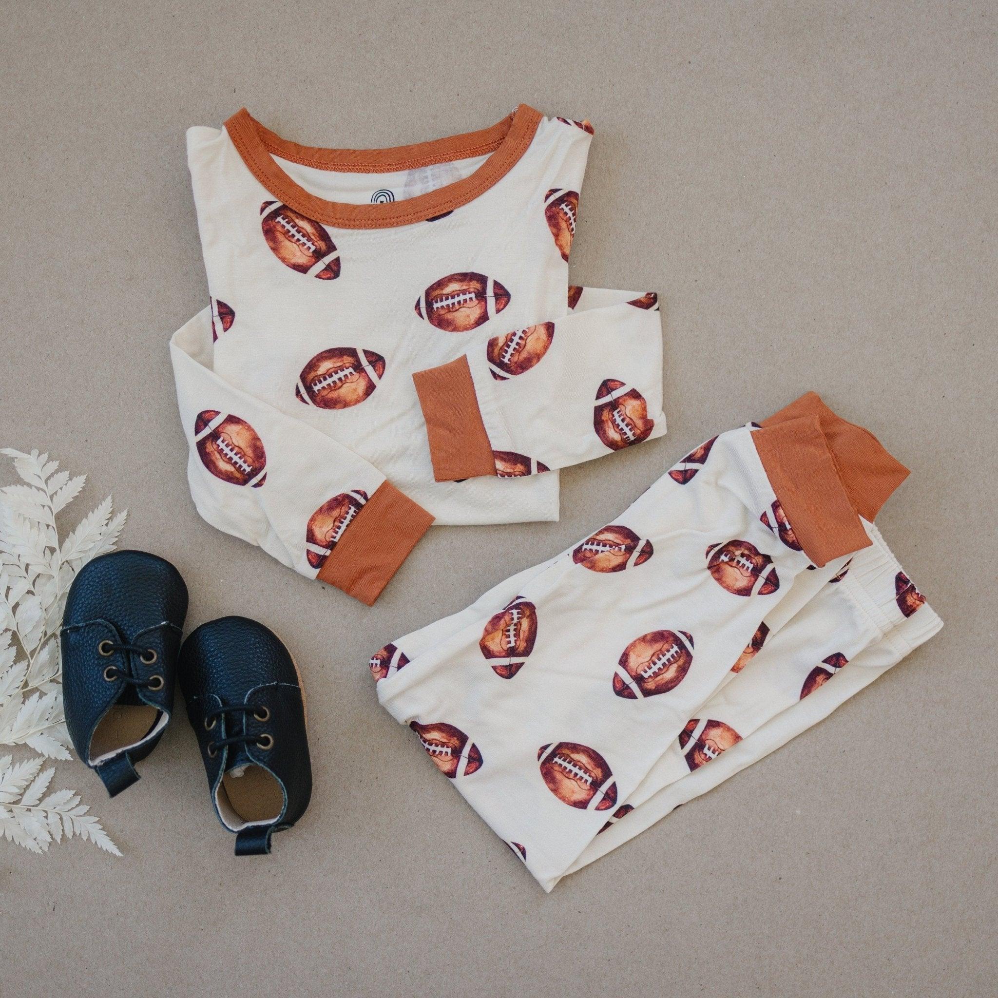 Football Print 2pc Bamboo Pajamas - Image 2