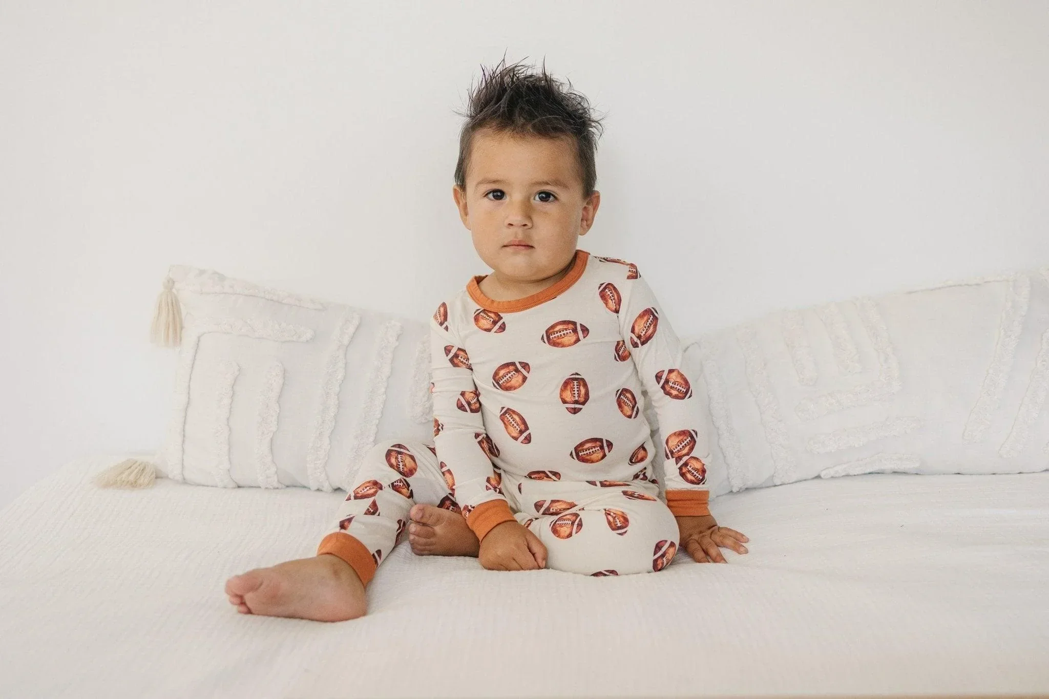Football Print 2pc Bamboo Pajamas - Image 3