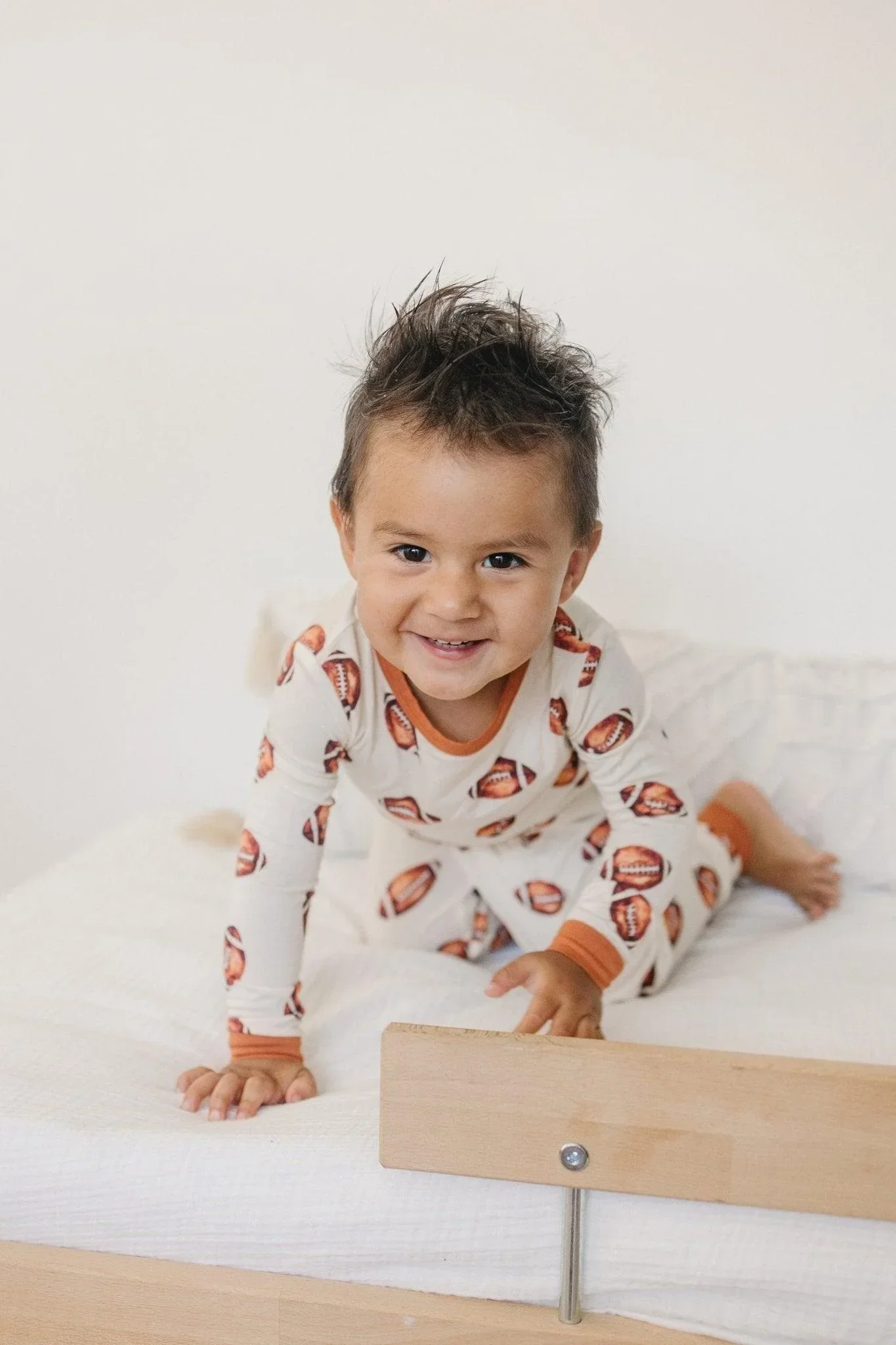 Football Print 2pc Bamboo Pajamas - Image 4