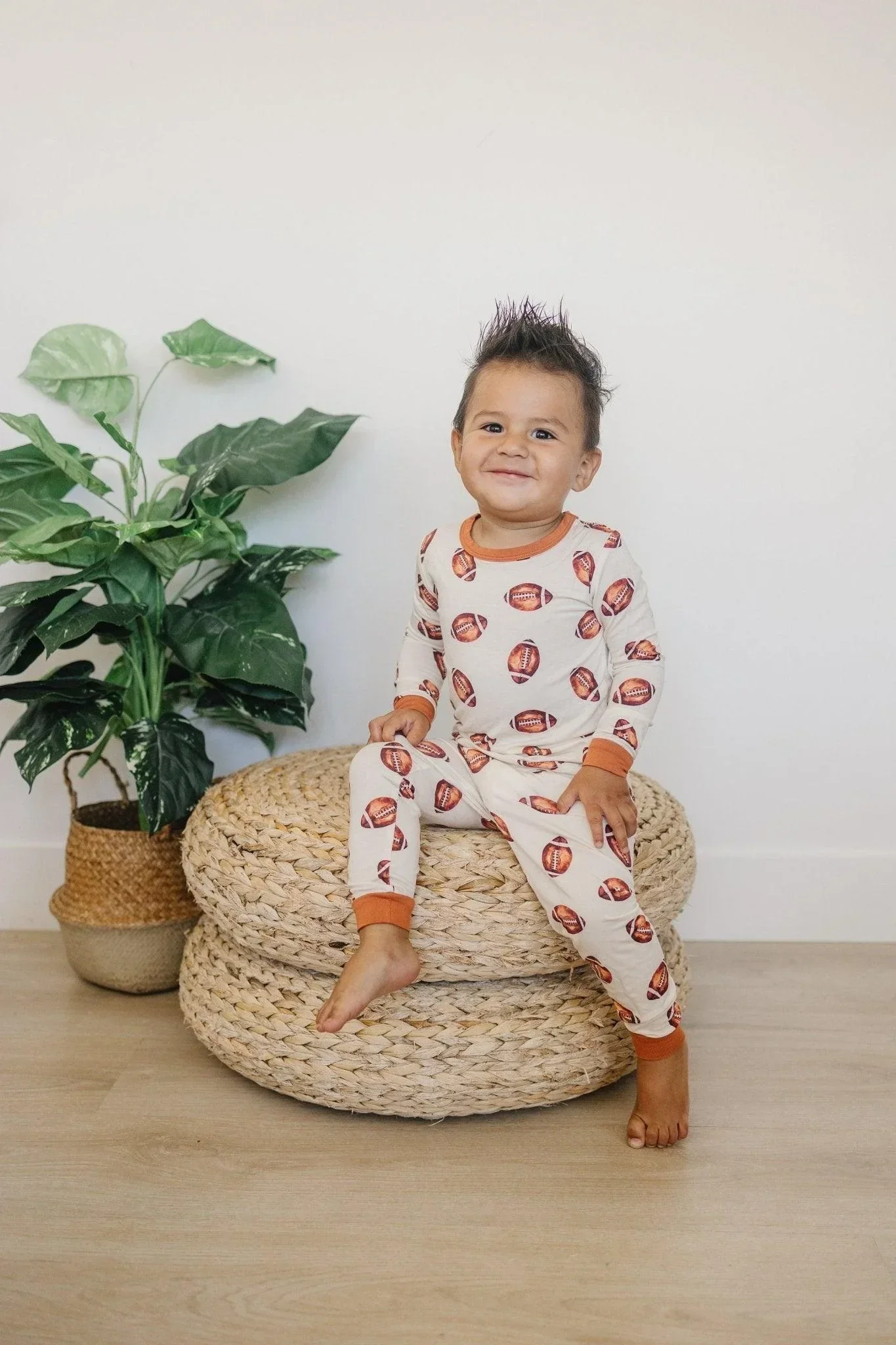 Football Print 2pc Bamboo Pajamas - Image 5