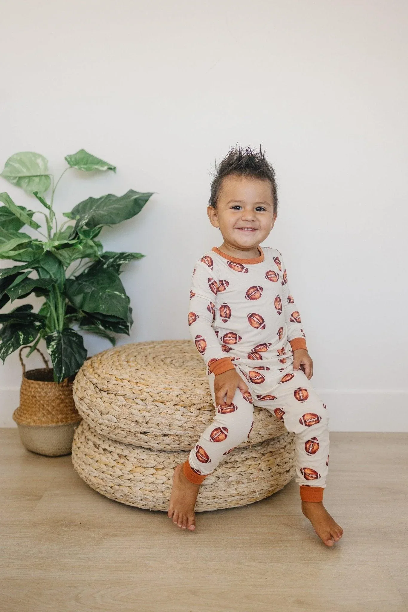 Football Print 2pc Bamboo Pajamas - Image 6