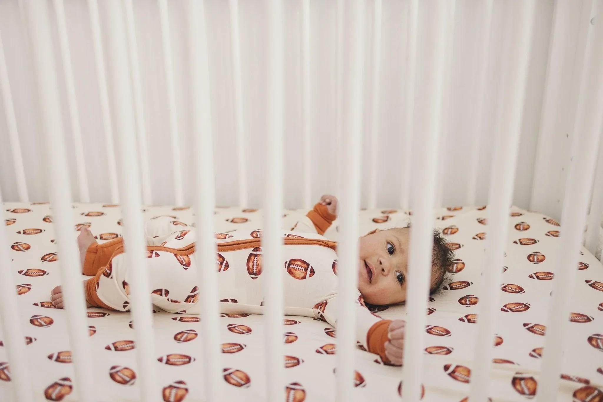 Football Print Bamboo Crib Sheet - Image 12