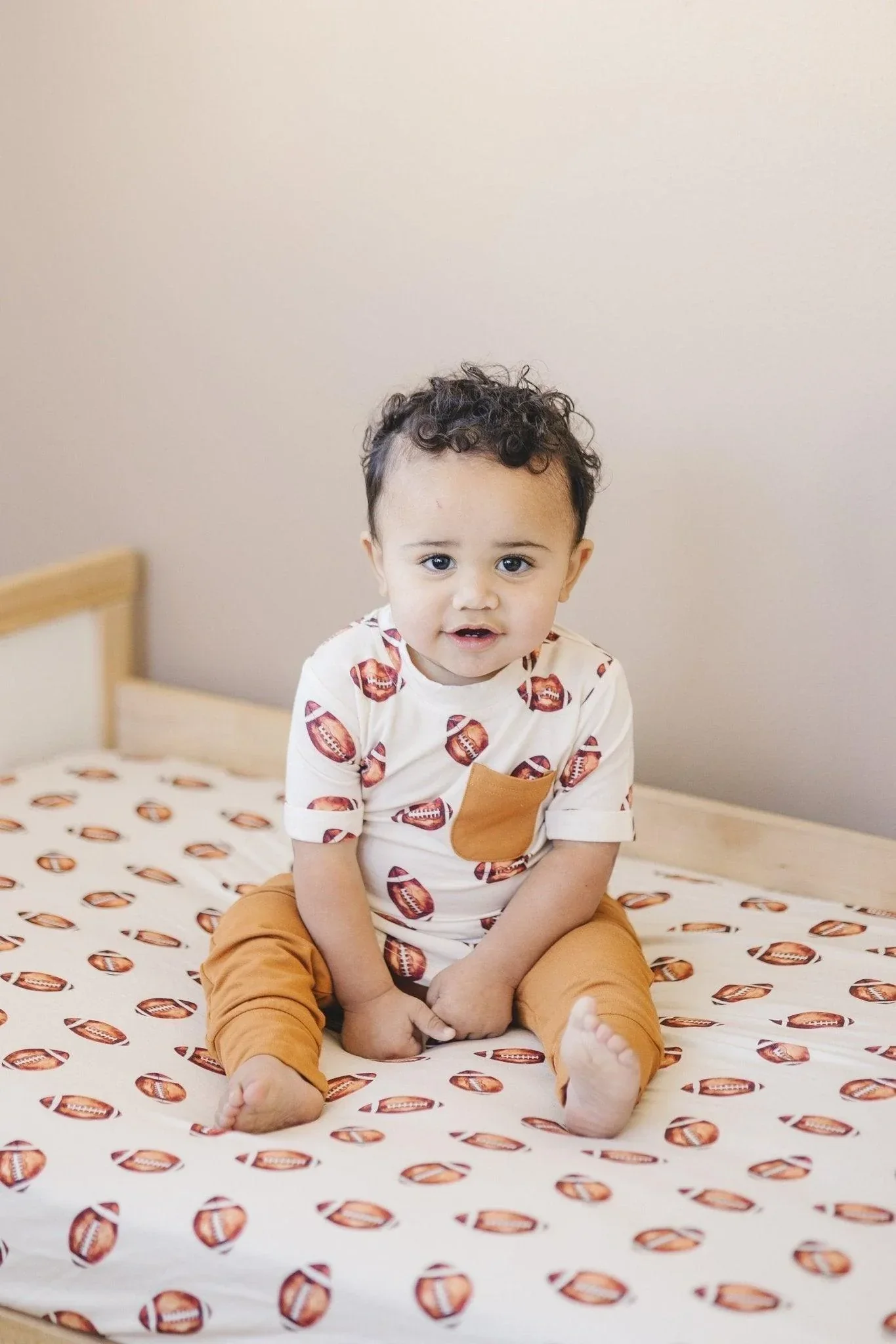 Football Print Bamboo Crib Sheet - Image 2