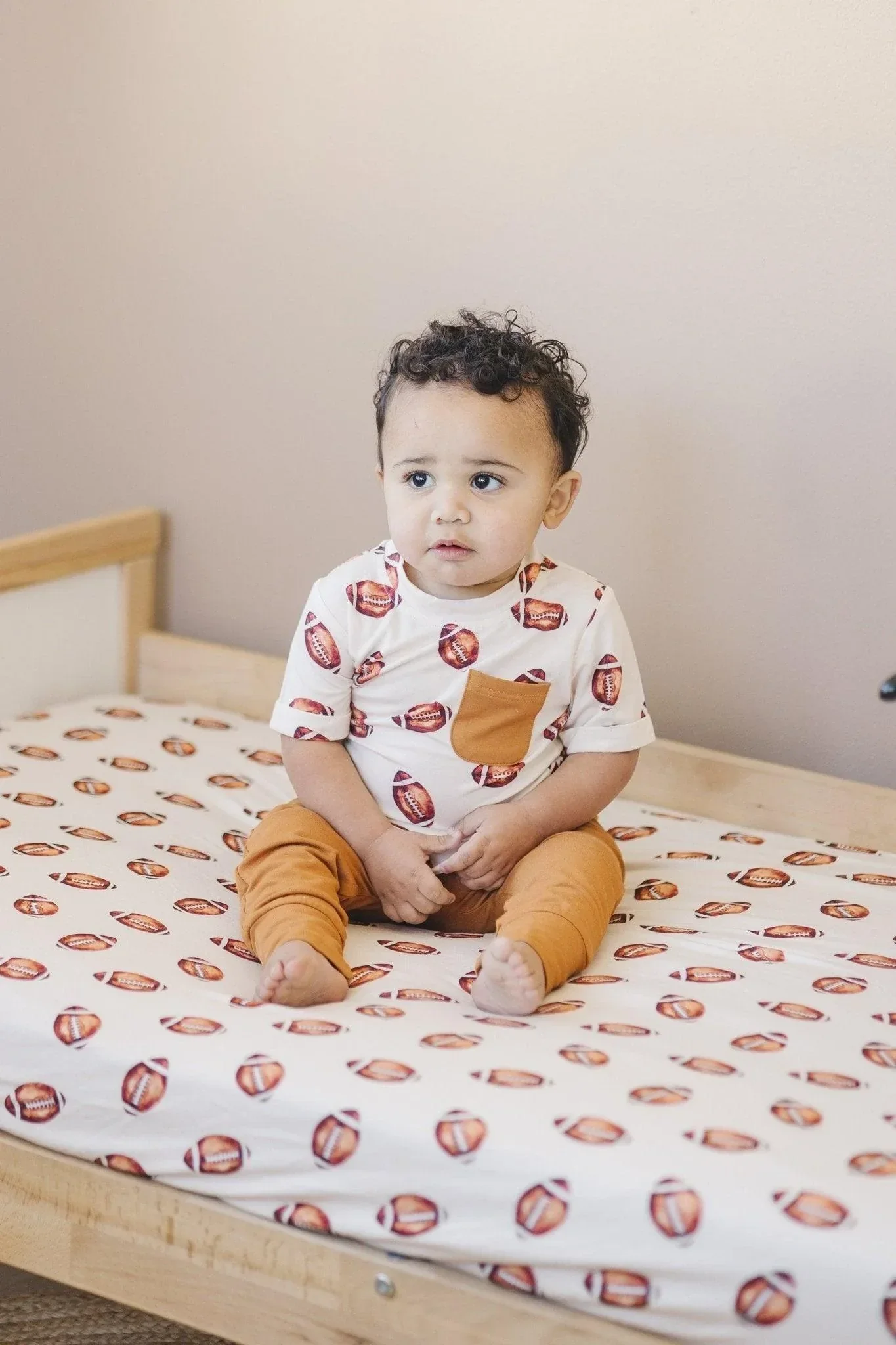 Football Print Bamboo Crib Sheet - Image 3
