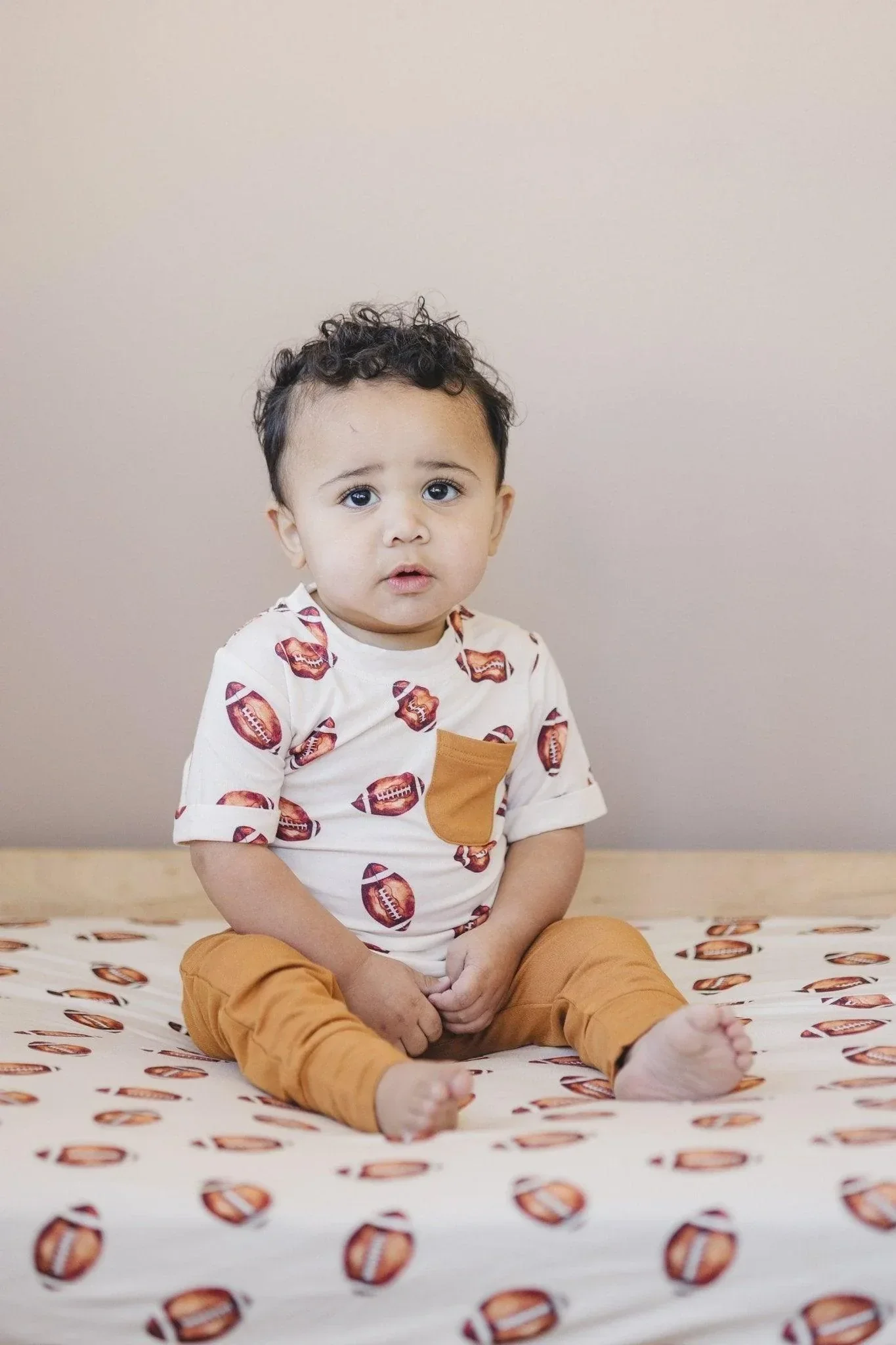 Football Print Bamboo Crib Sheet - Image 4