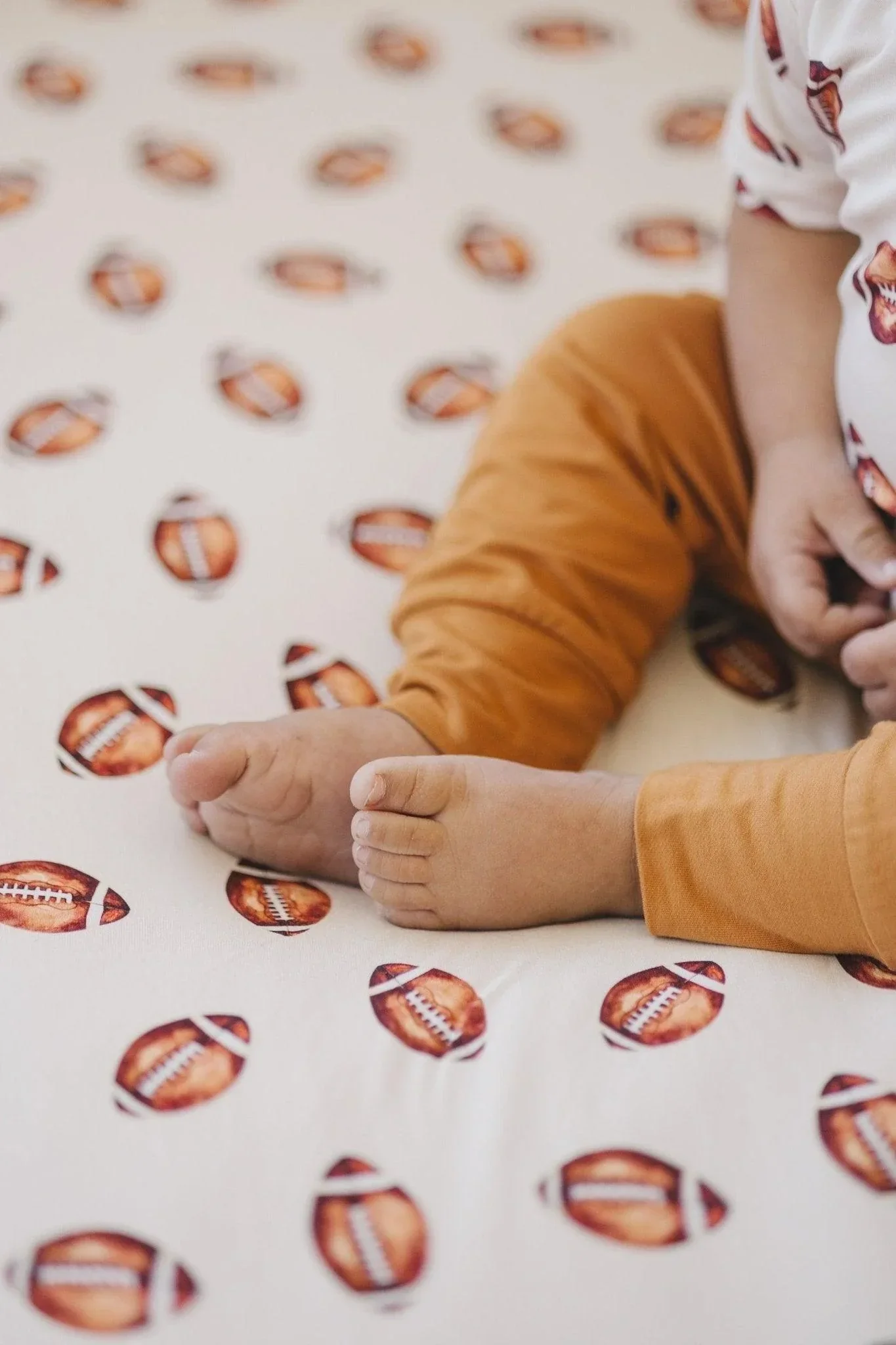 Football Print Bamboo Crib Sheet - Image 6