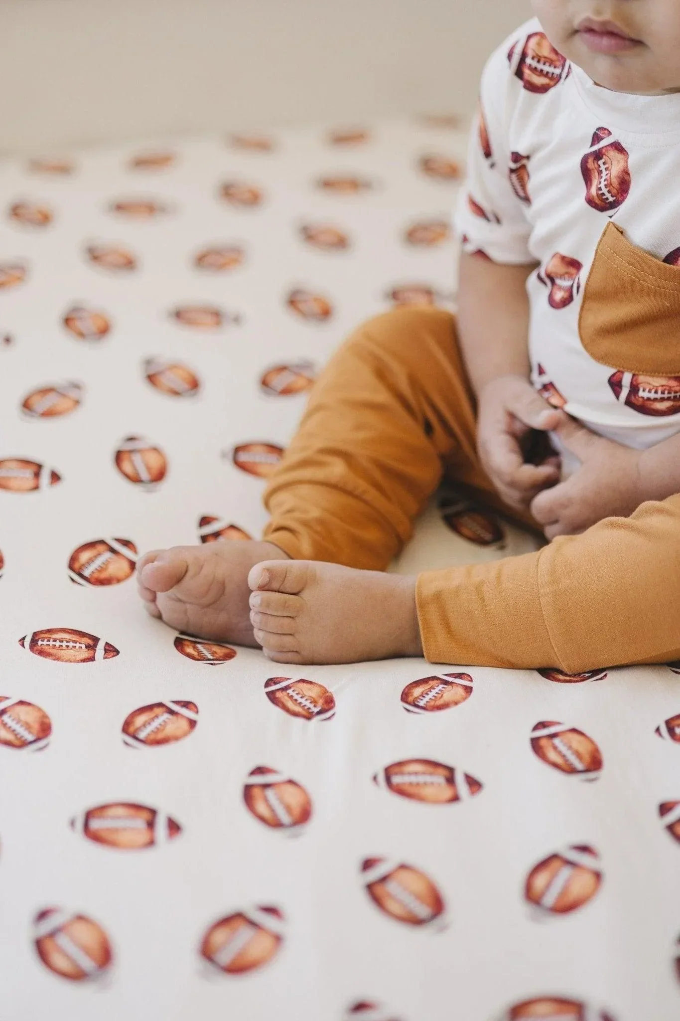 Football Print Bamboo Crib Sheet - Image 7