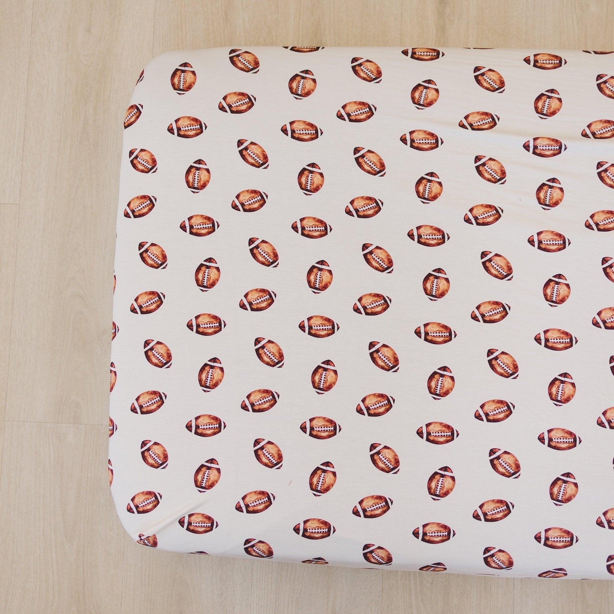 Football Print Bamboo Crib Sheet - Image 8