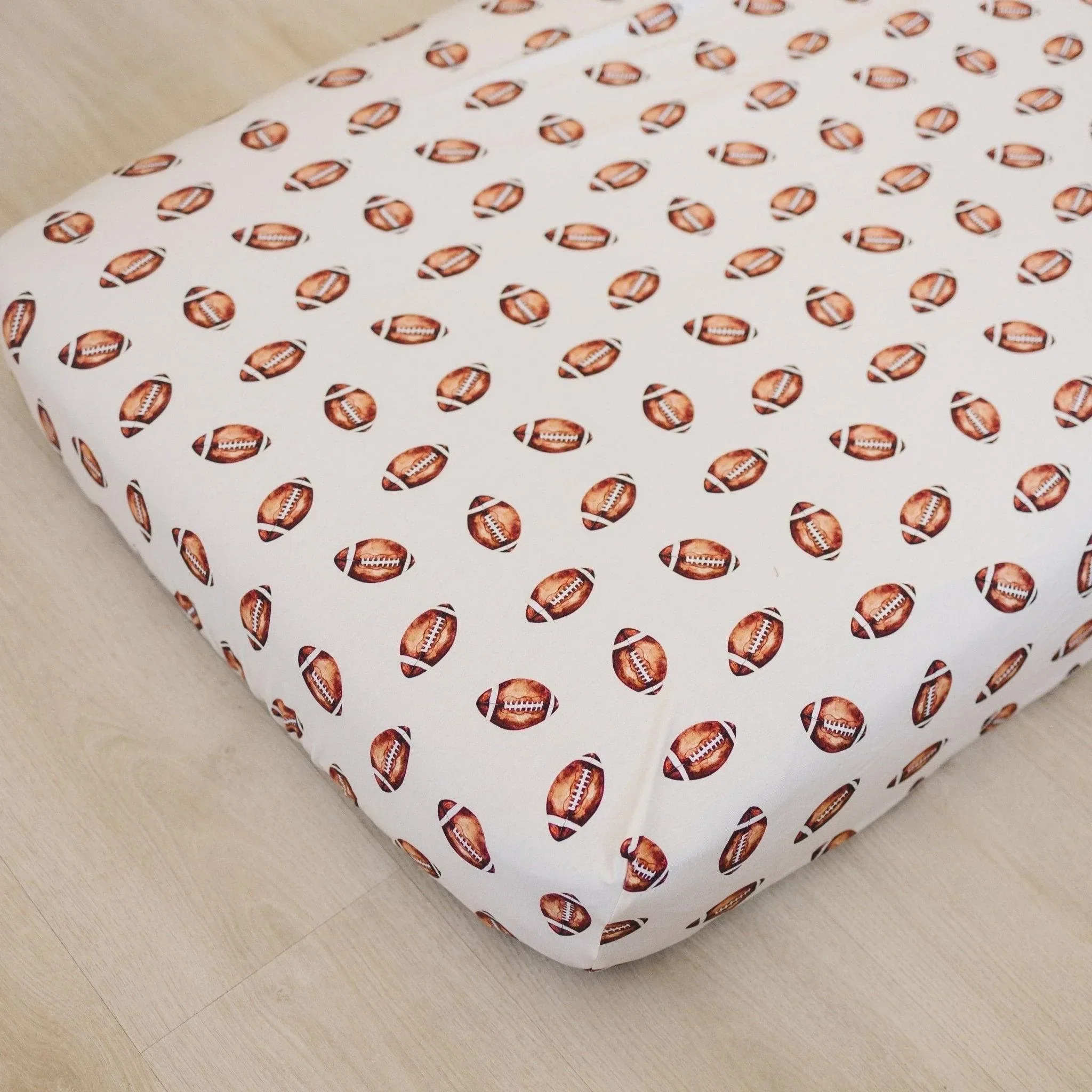 Football Print Bamboo Crib Sheet - Image 9