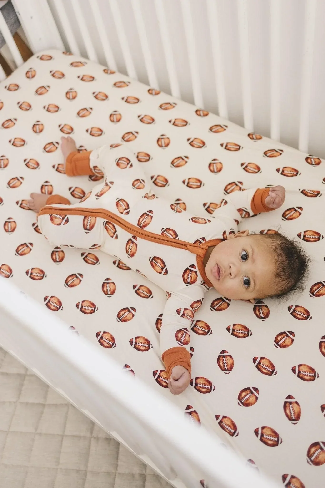 Football Print Bamboo Zippy Romper - Image 12