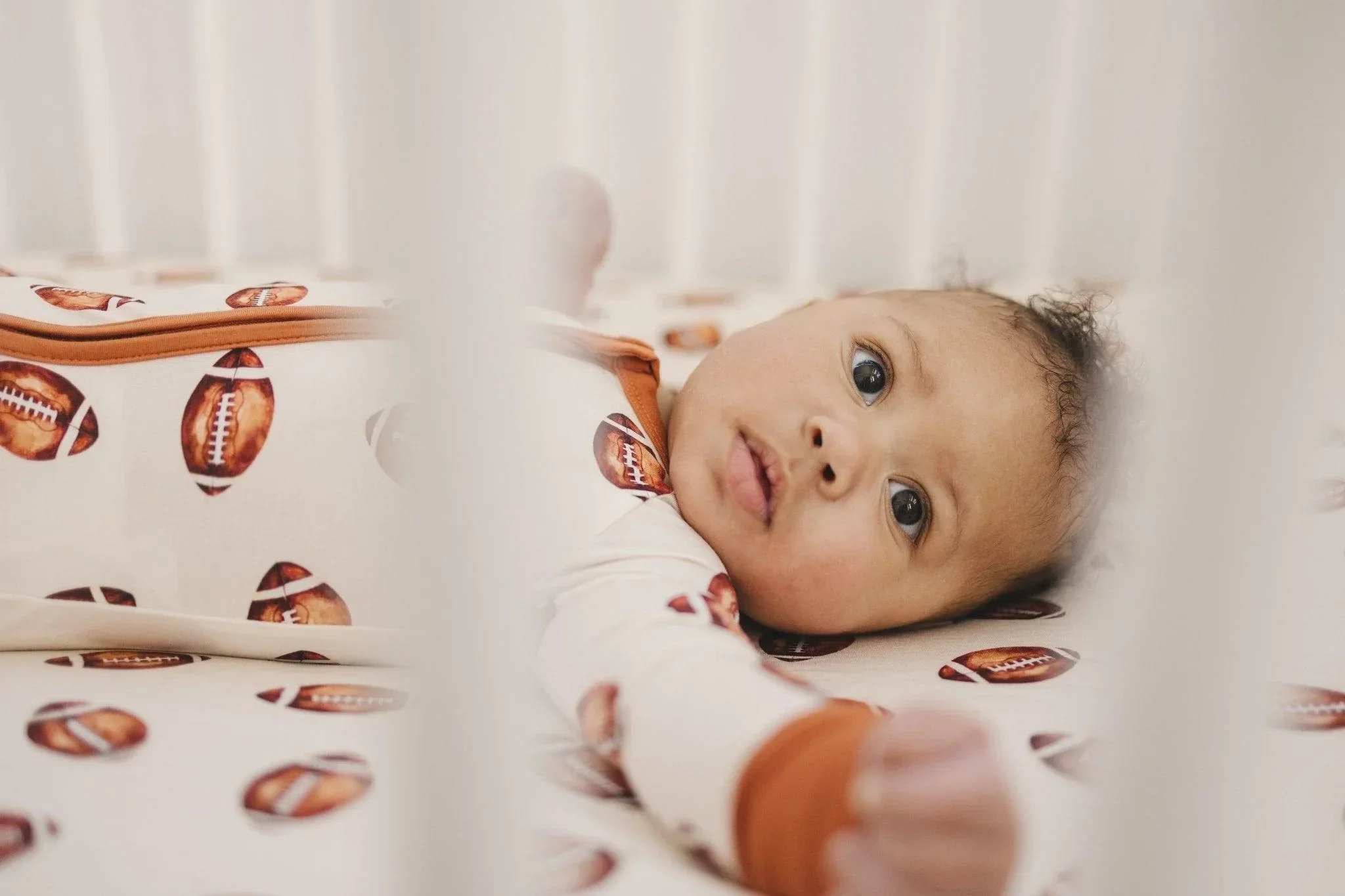 Football Print Bamboo Zippy Romper - Image 14