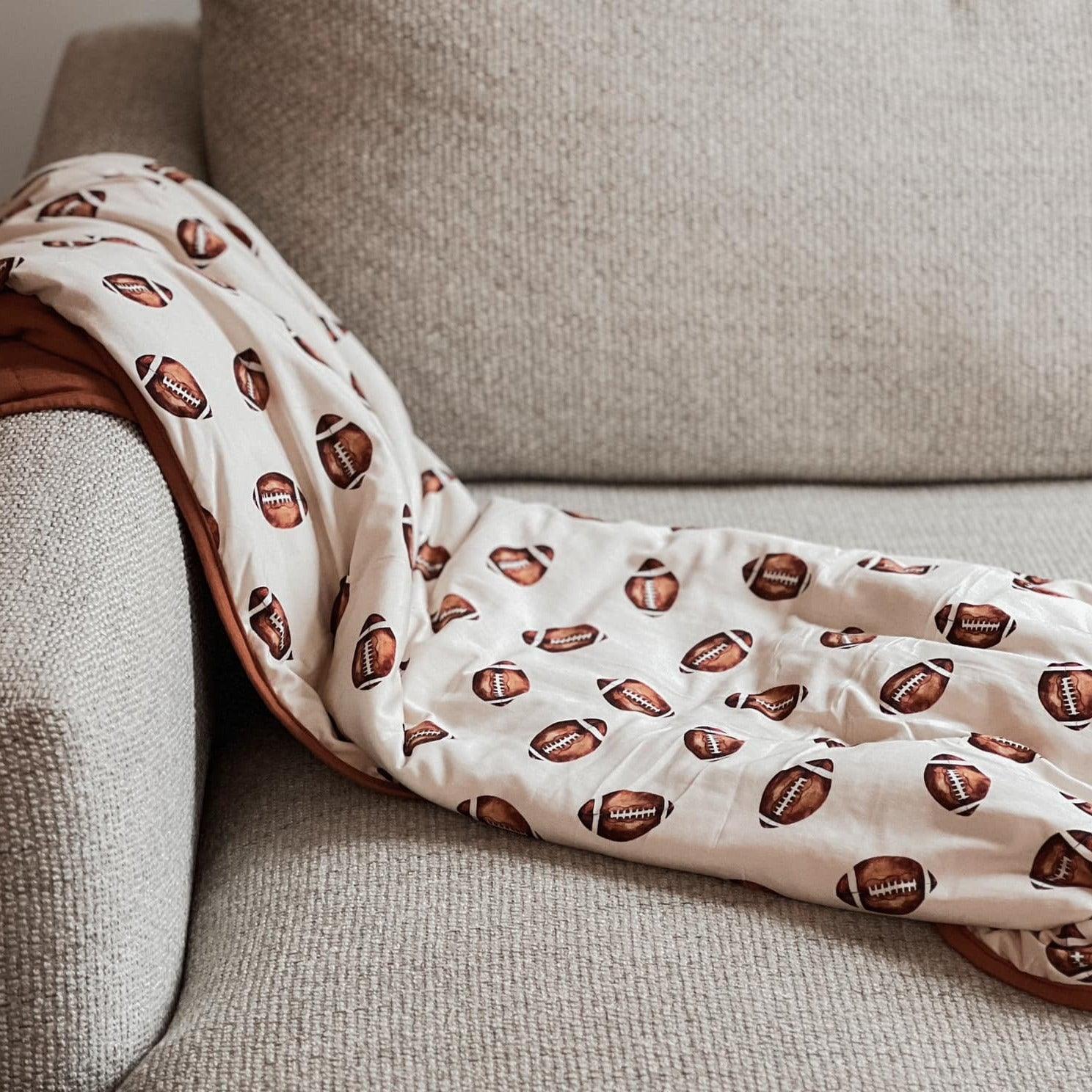 Football Print Quilted Bamboo Blanket - 1.0 Tog - Image 2