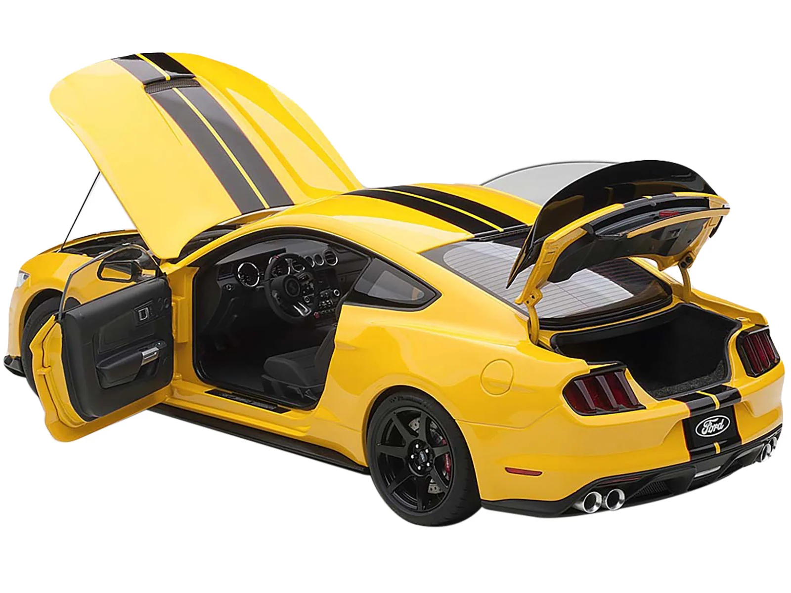 Ford Mustang Shelby GT-350R Triple Yellow with Black Stripes 1/18 Model Car by Autoart - Image 4