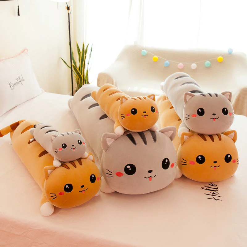 Foreign Trade Export Plush Toy Online Store Lying Down Happy Cat Pillow - Image 2