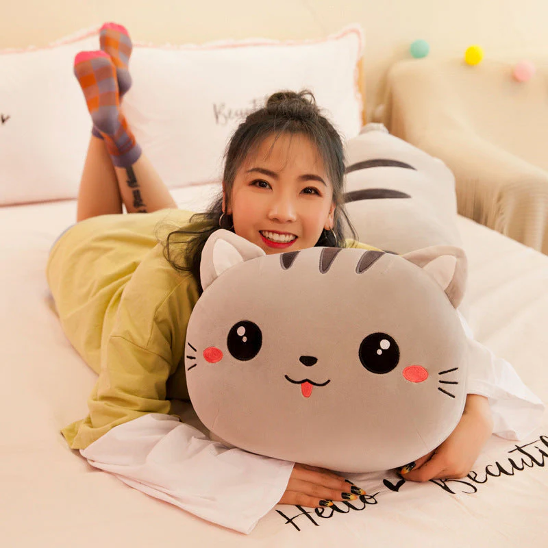 Foreign Trade Export Plush Toy Online Store Lying Down Happy Cat Pillow - Image 4