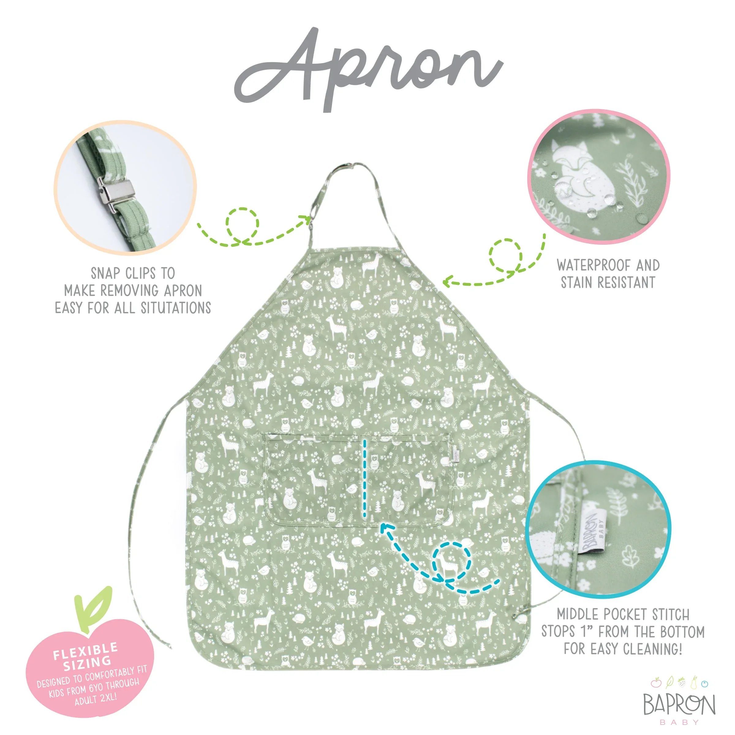 Forest Friends Apron - fits sizes youth small through adult 2XL - Image 2