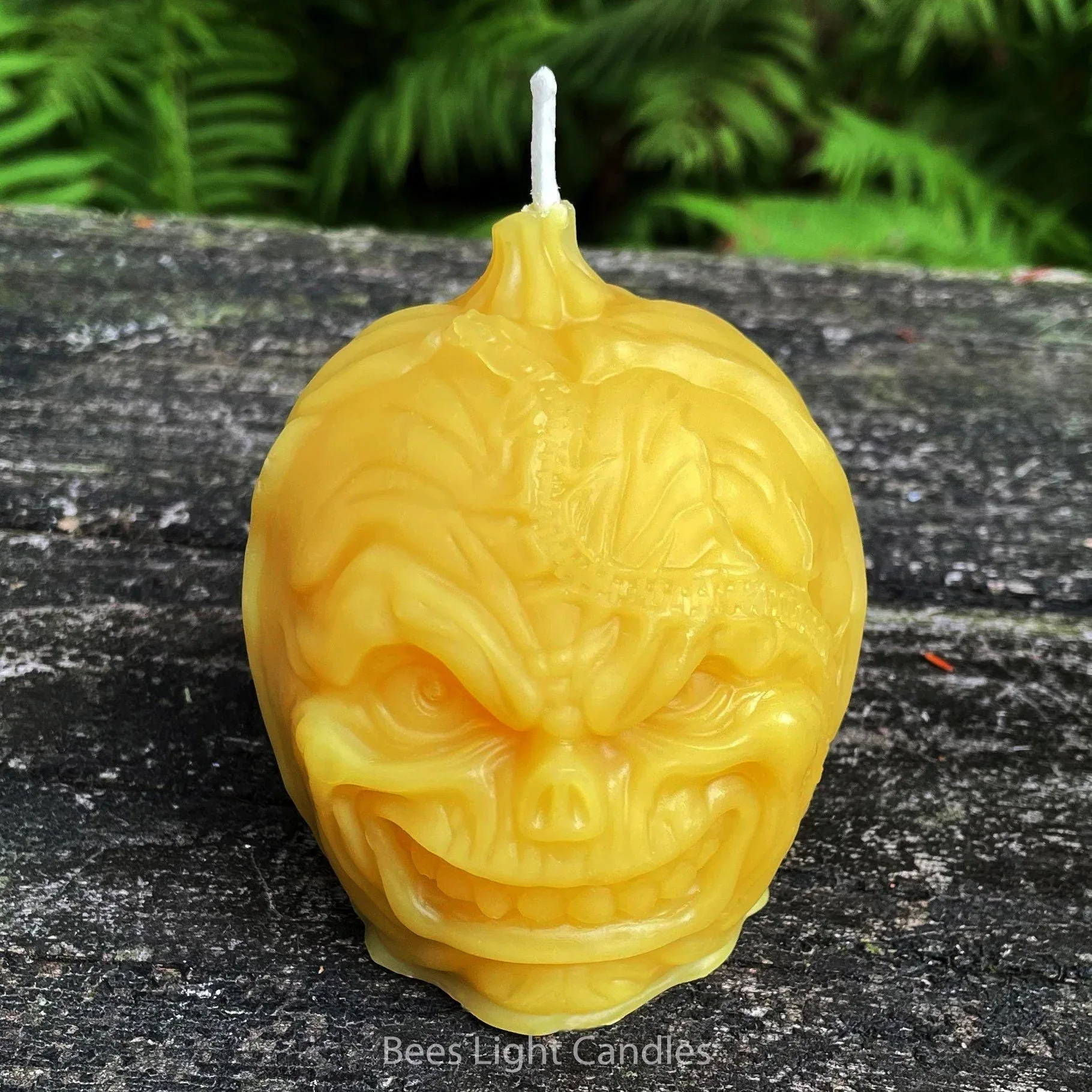 Frankenstein Pumpkin Beeswax Candle - Image 2
