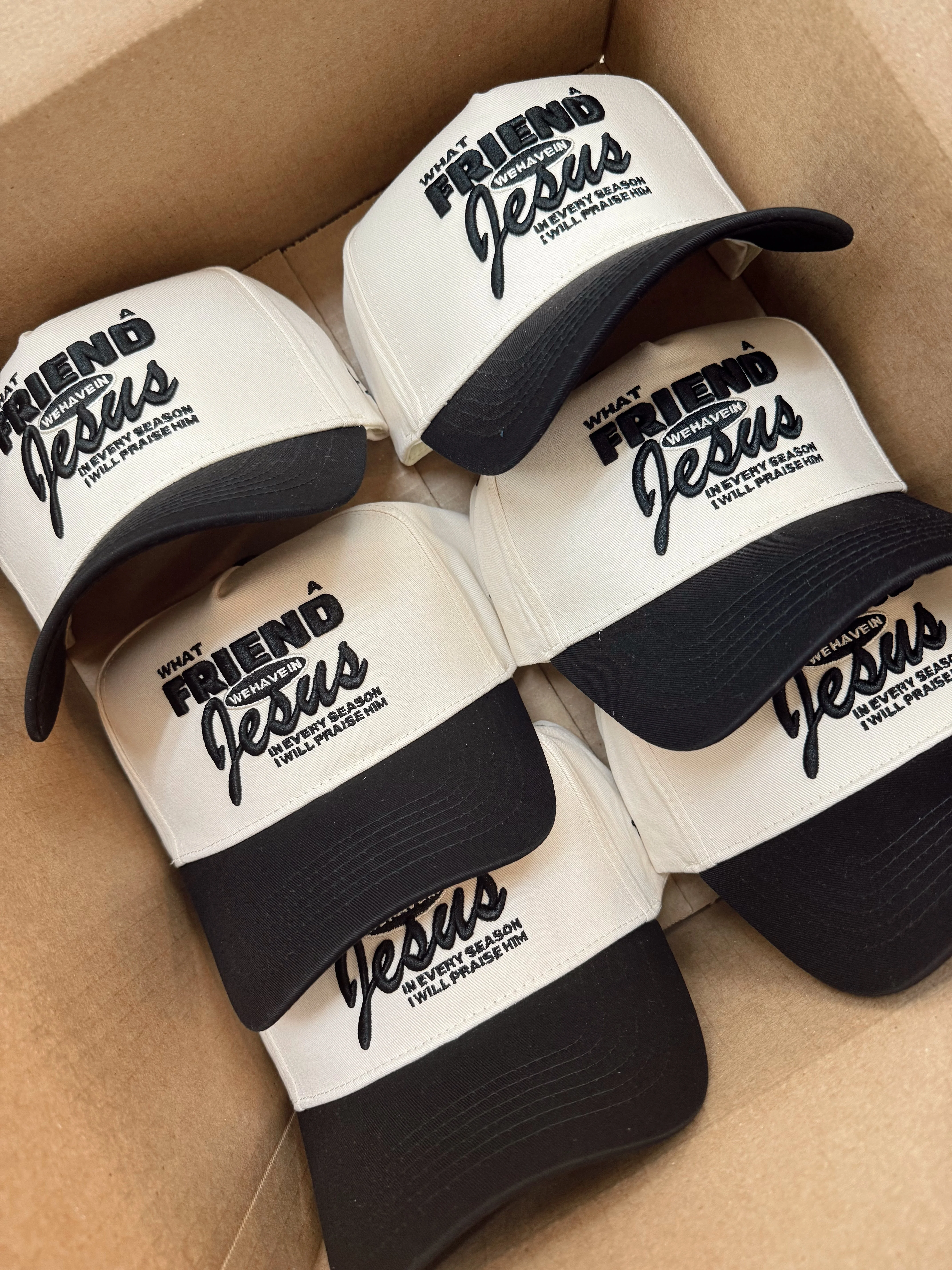 Friend in Jesus - Black Vintage Trucker Hat - Image 10