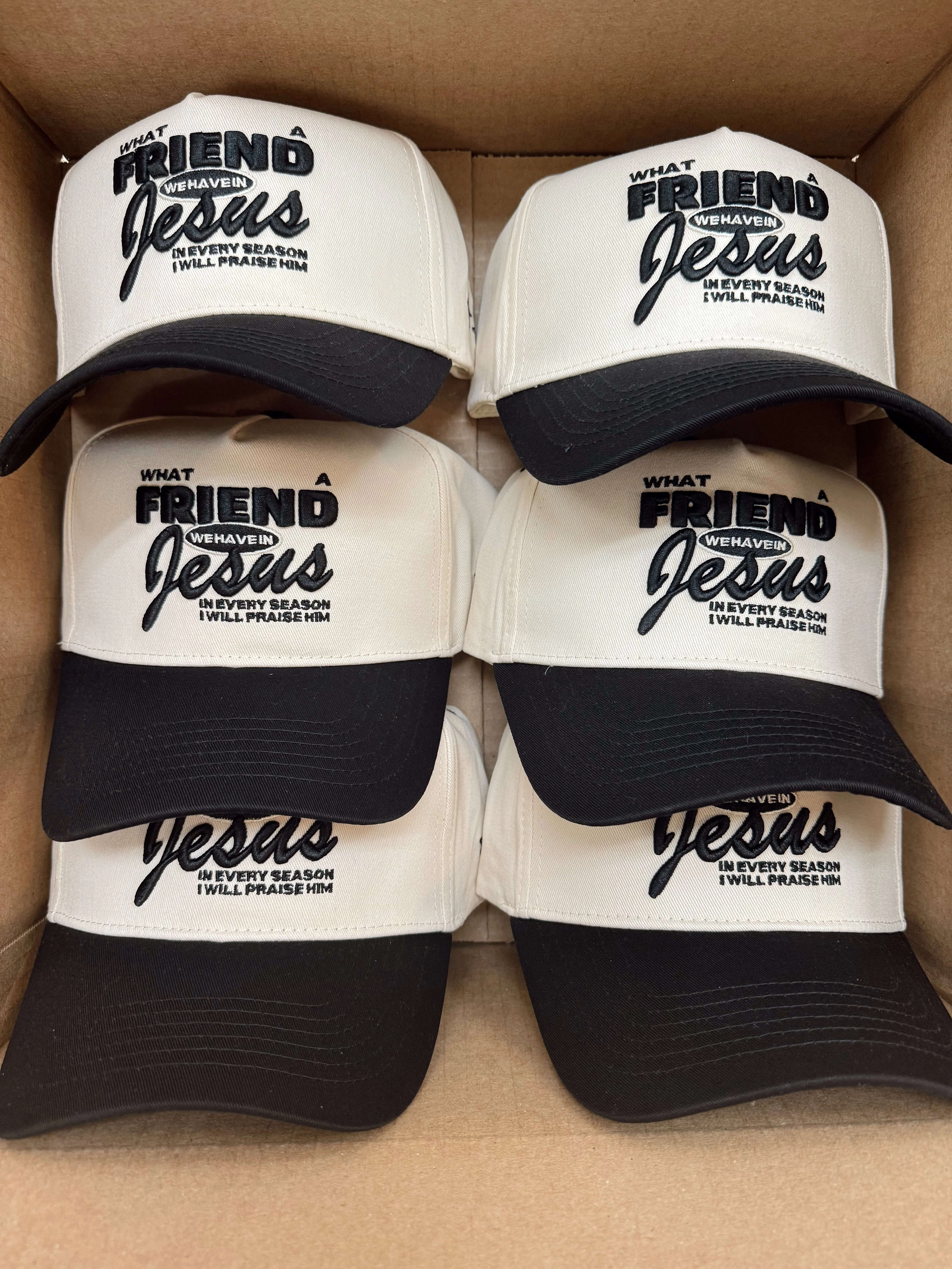 Friend in Jesus - Black Vintage Trucker Hat - Image 11