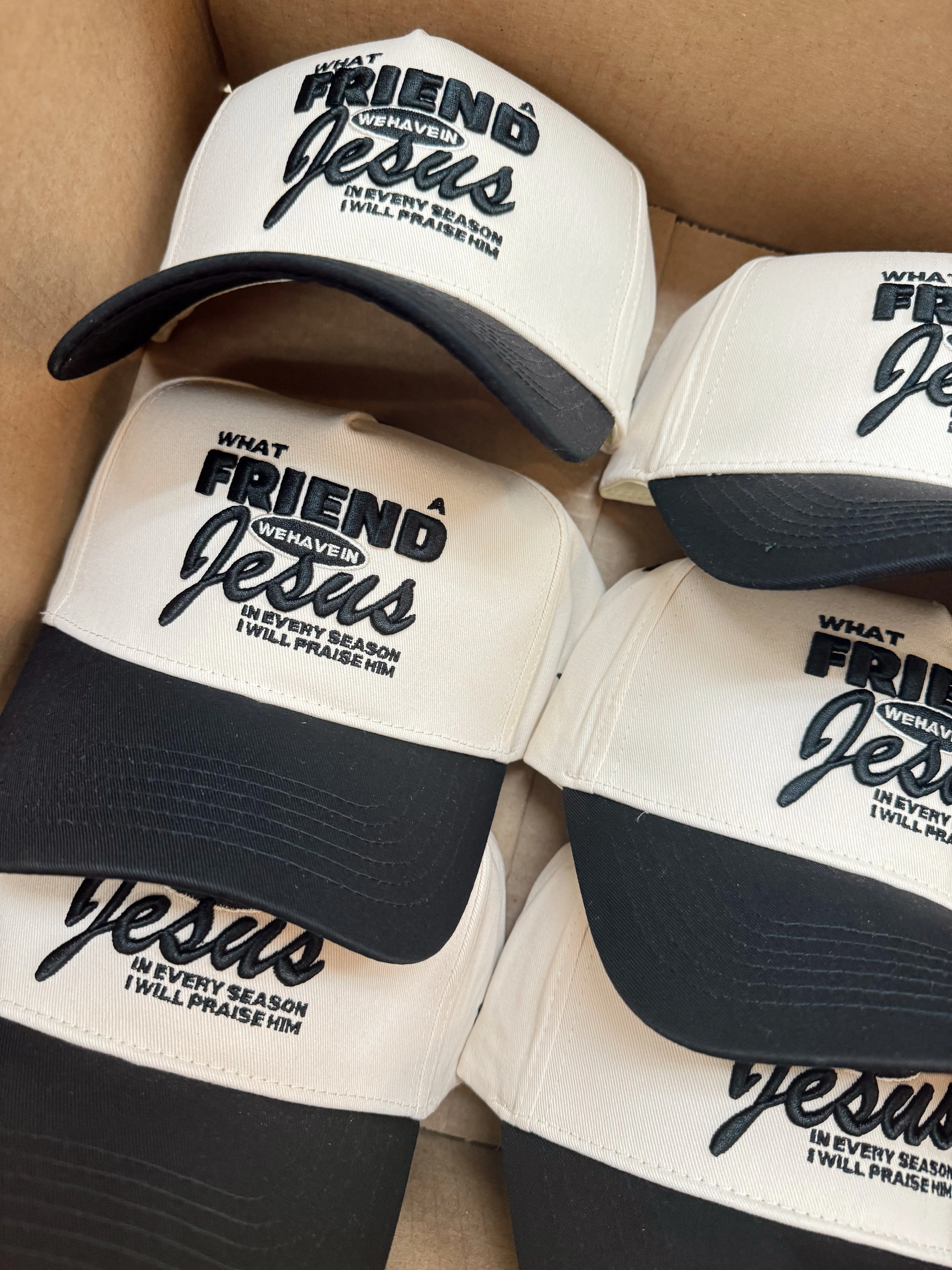 Friend in Jesus - Black Vintage Trucker Hat - Image 12