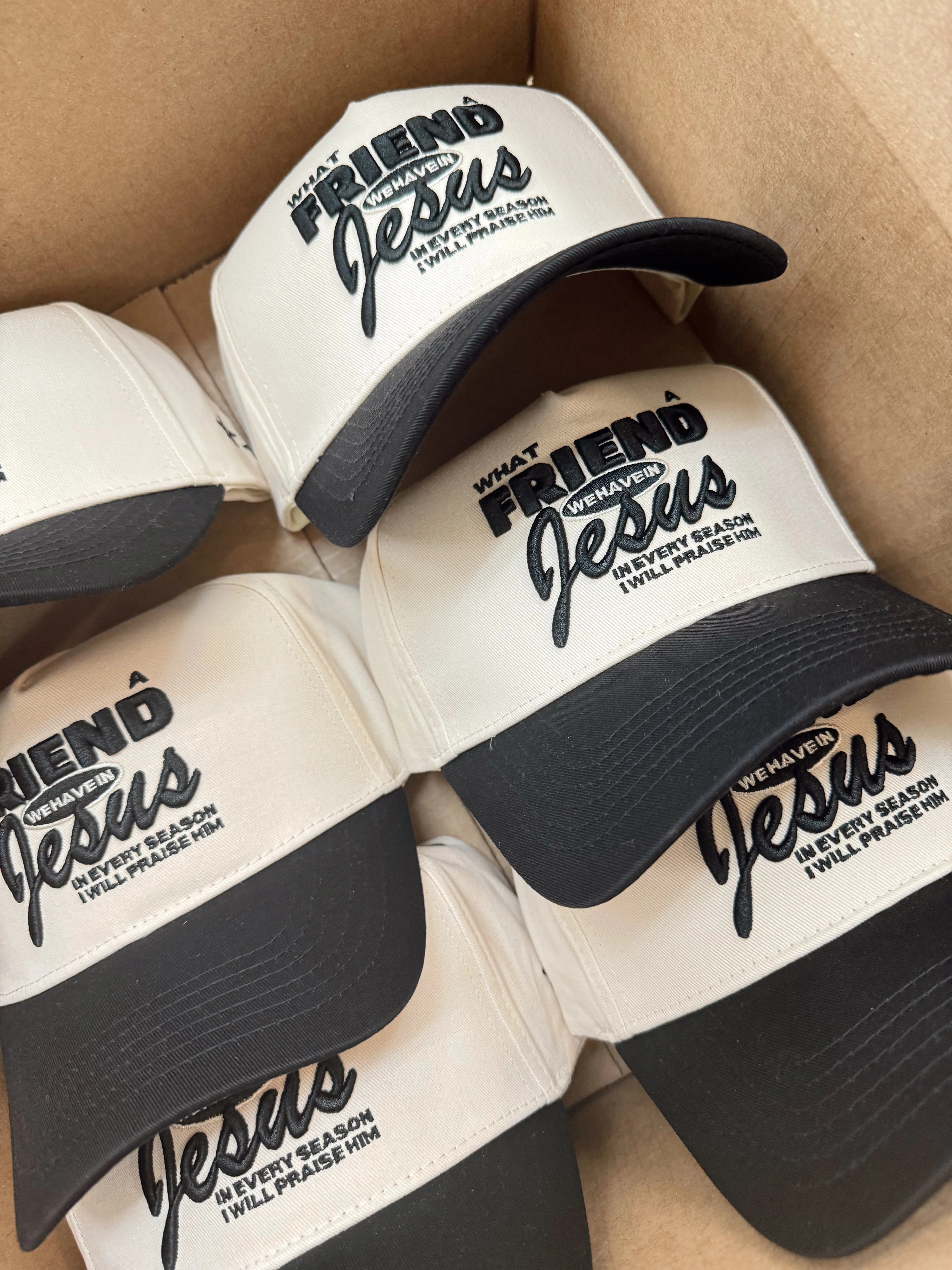 Friend in Jesus - Black Vintage Trucker Hat - Image 13