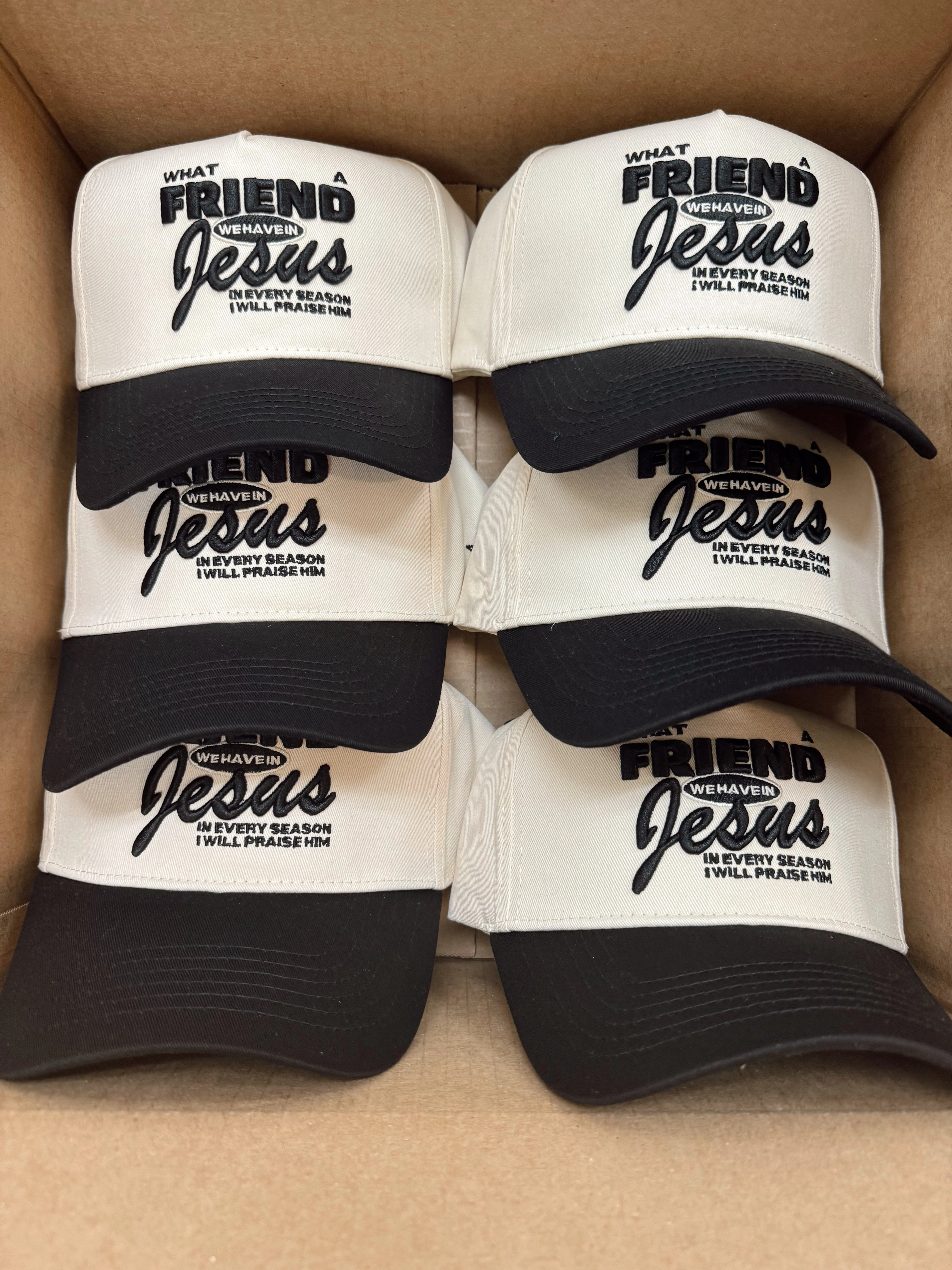 Friend in Jesus - Black Vintage Trucker Hat - Image 14
