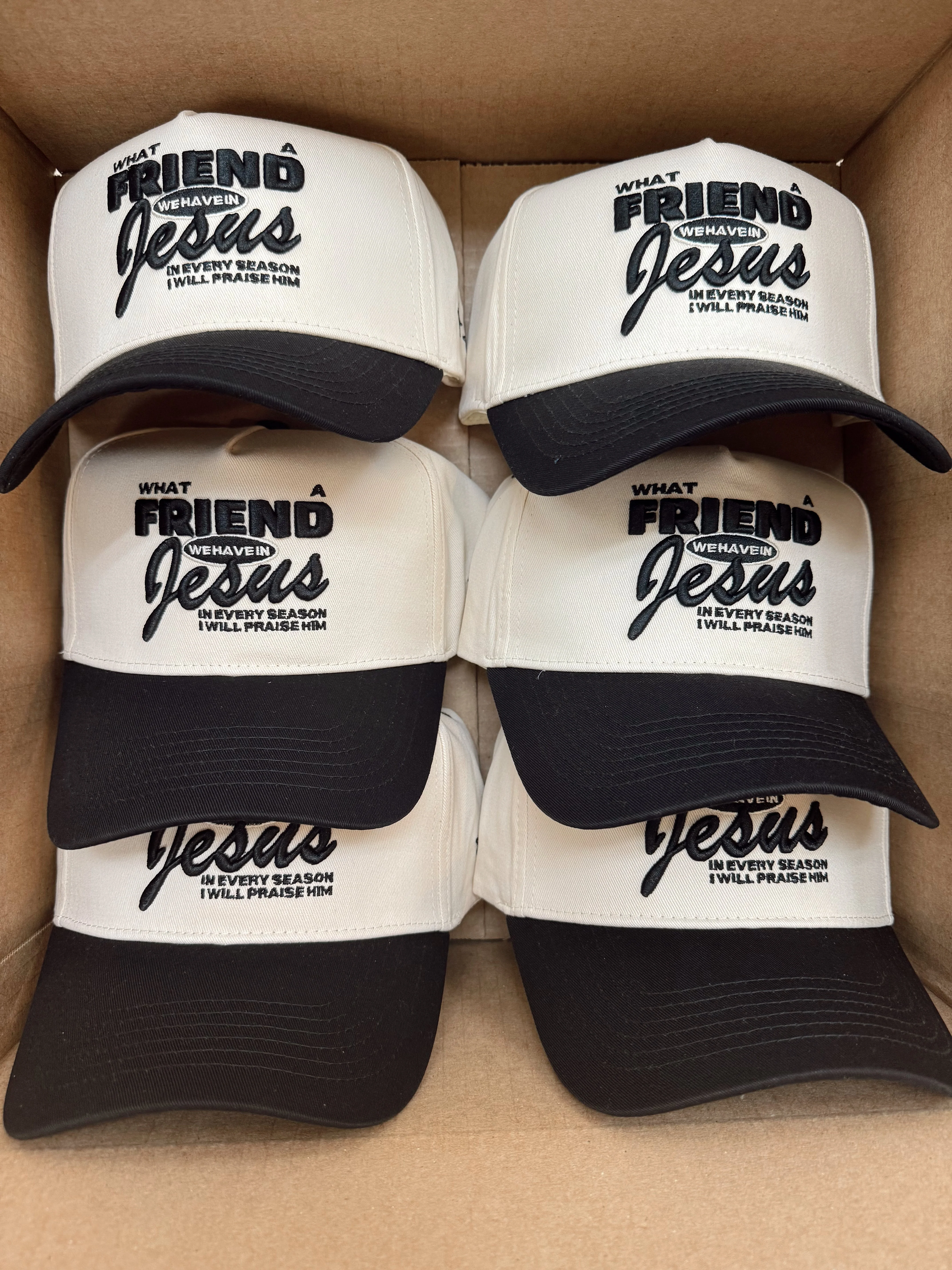 Friend in Jesus - Black Vintage Trucker Hat - Image 9