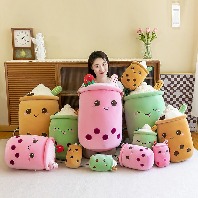 Fruit Milky Tea Cup Pillow Plush Toy Leather Phone Case - Image 2