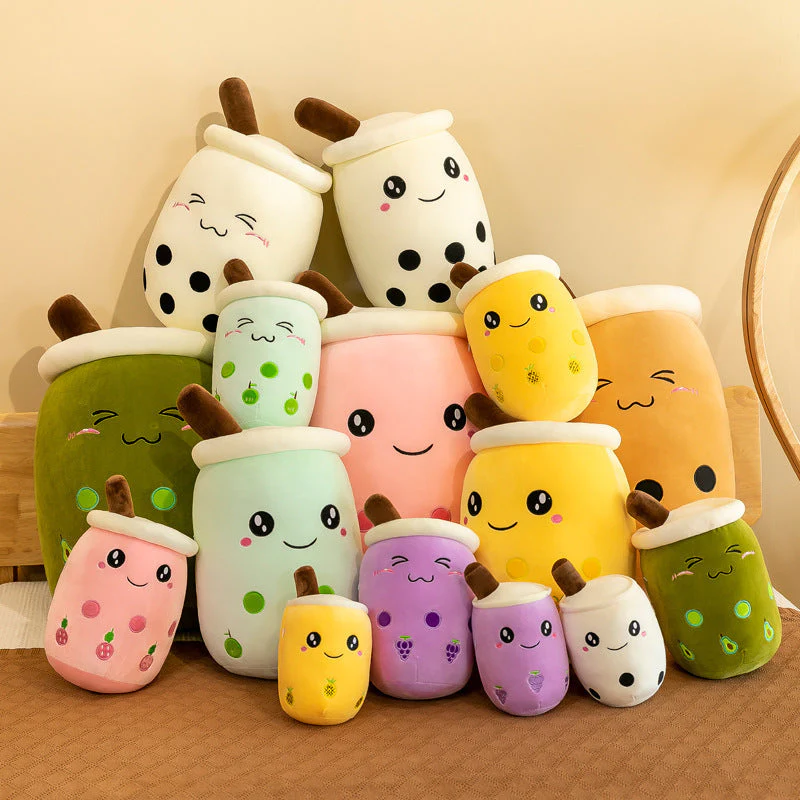 Fruit Milky Tea Cup Pillow Plush Toy Leather Phone Case - Image 3