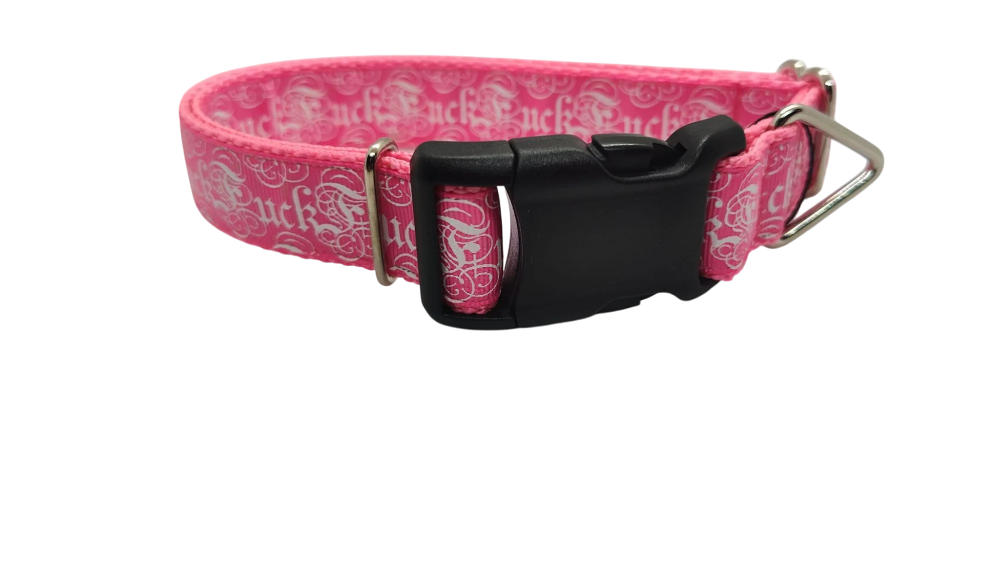 Fuck Pink Nylon Dog Collar - Image 2