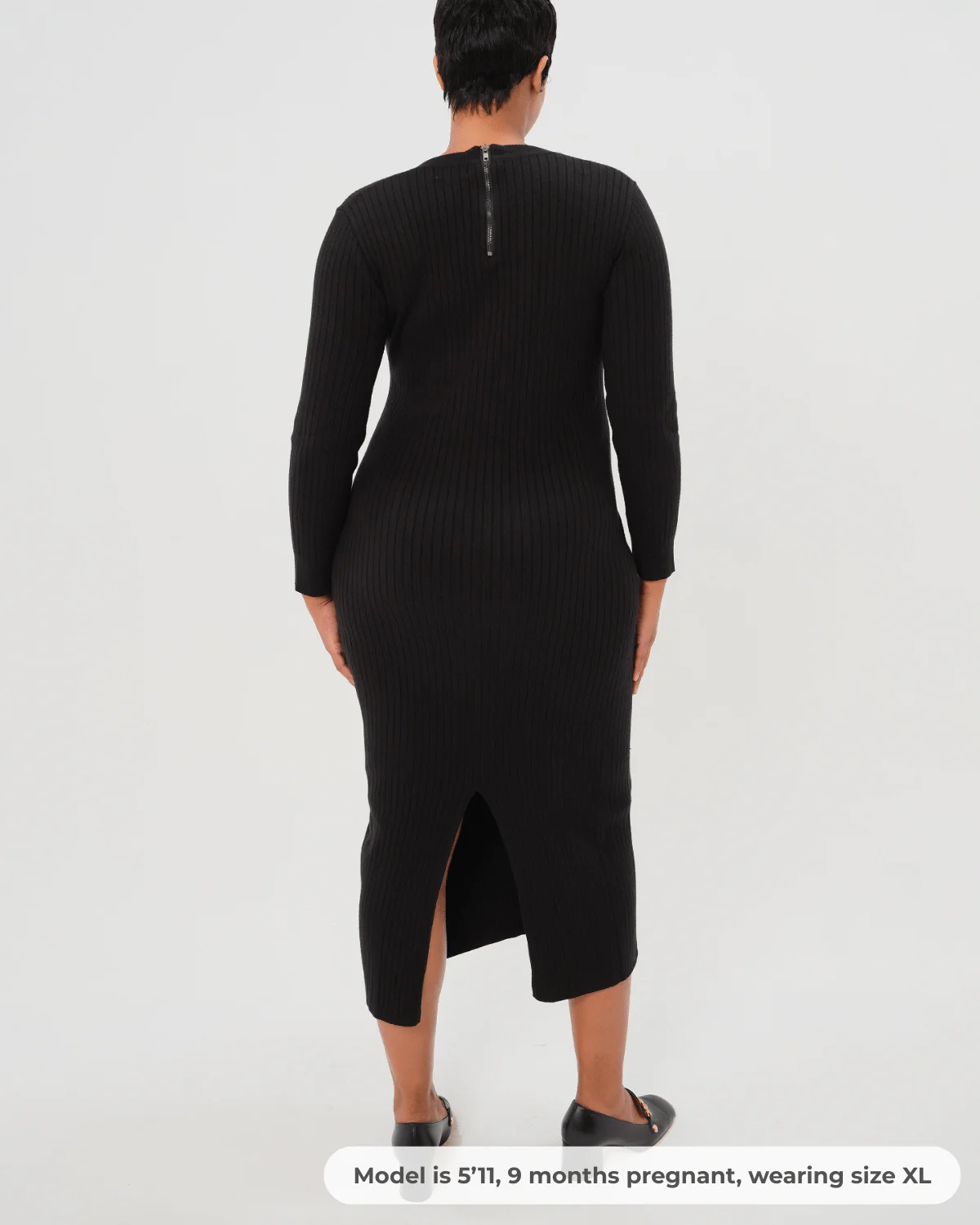 Full Body Ribbed Maternity & Nursing Midi Sweater Dress - Image 2