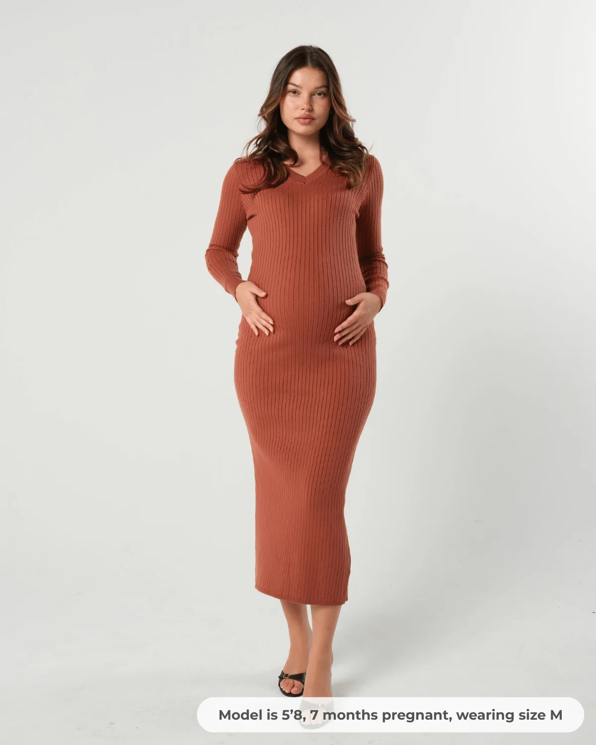 Full Body Ribbed Maternity & Nursing Midi Sweater Dress - Image 7