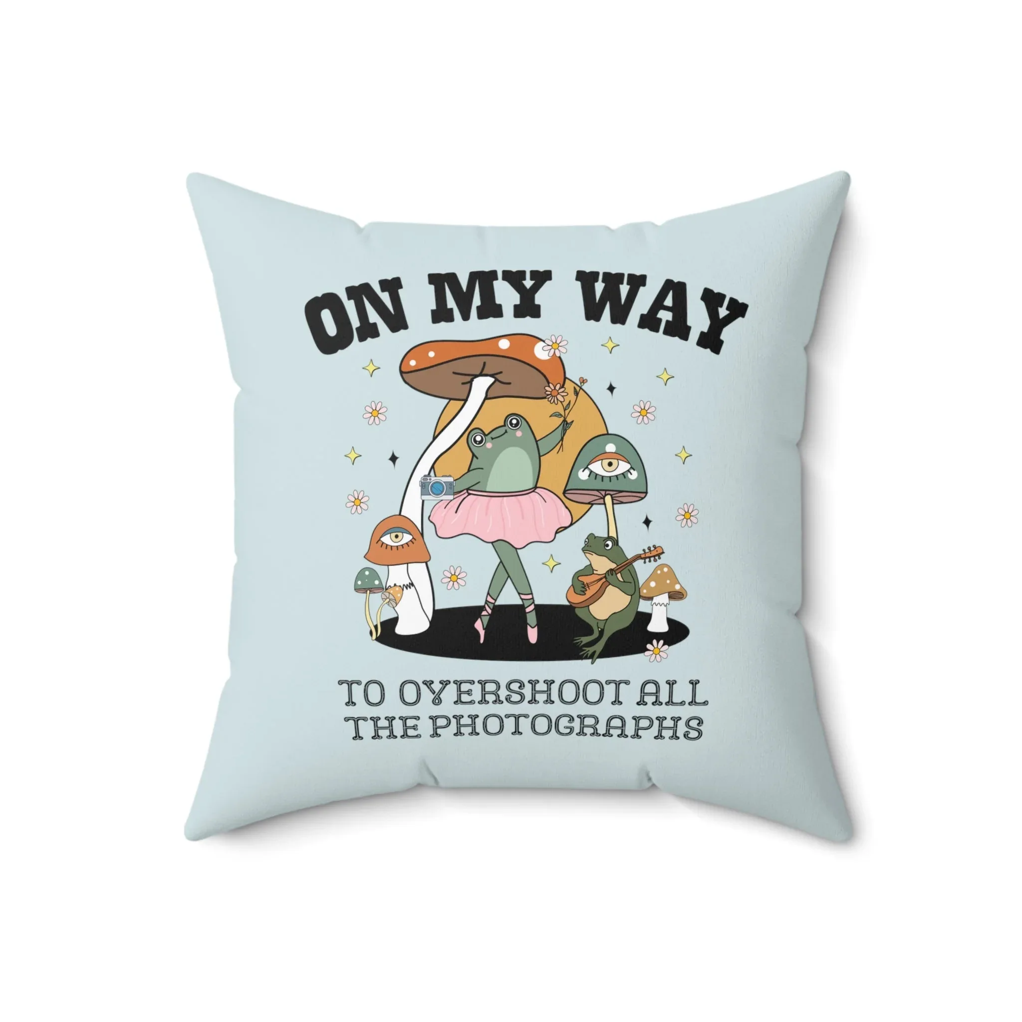 Funny Photographer Pillow for Photographer Who Loves Frogs: 70s Retro Aesthetic Decor for Photography Office