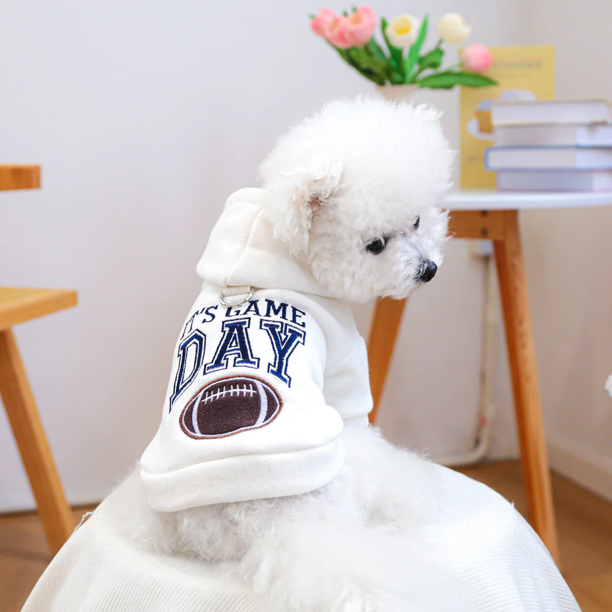 Game Day Dog Hoodie + Football Embroidery & Cozy Fleece - Image 2