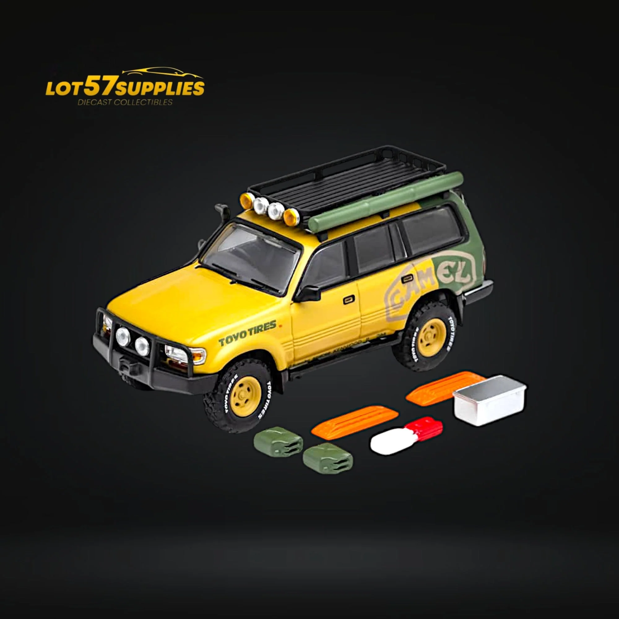 GCD Toyota Land Cruiser LC80 Camel Cup Version With Accessories 1:64 - Image 3