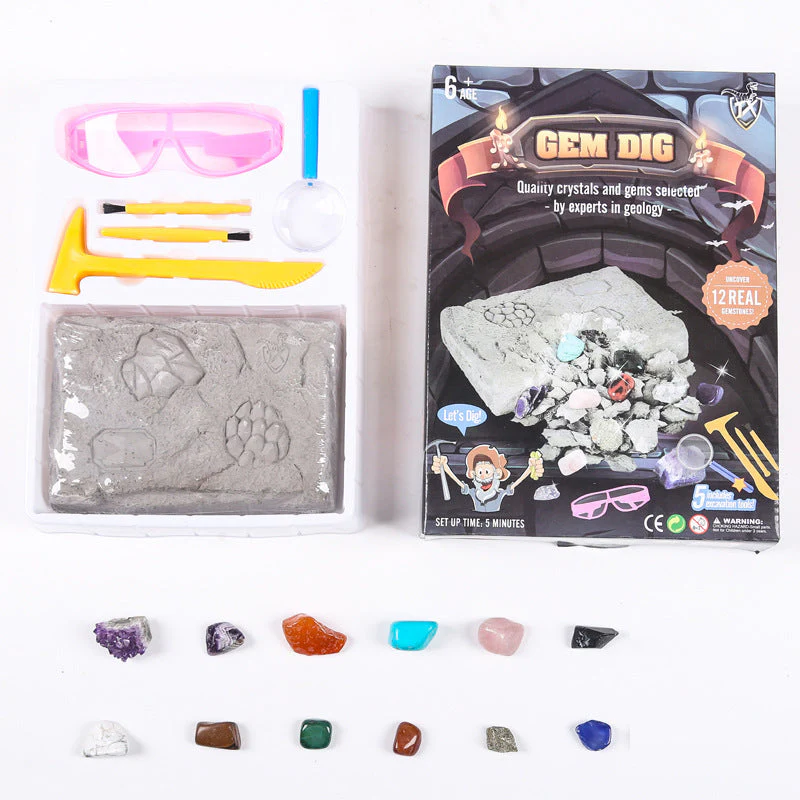 Gem Dig Kit Dig Up 17 Gems STEM Science &amp Educational Toys Make Great Kids Activities - Image 4