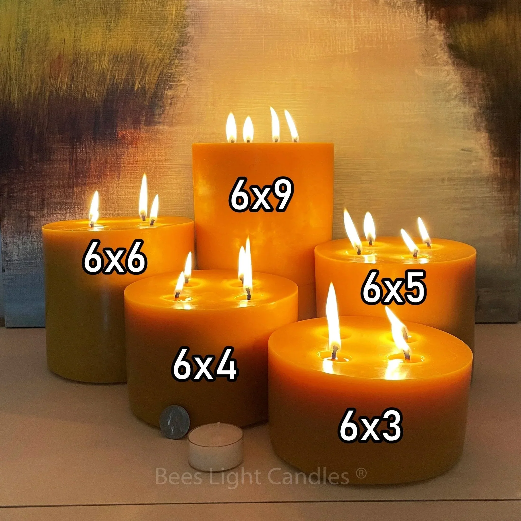 Giant Six Inch Wide Beeswax 4 Wick Candles - Image 5