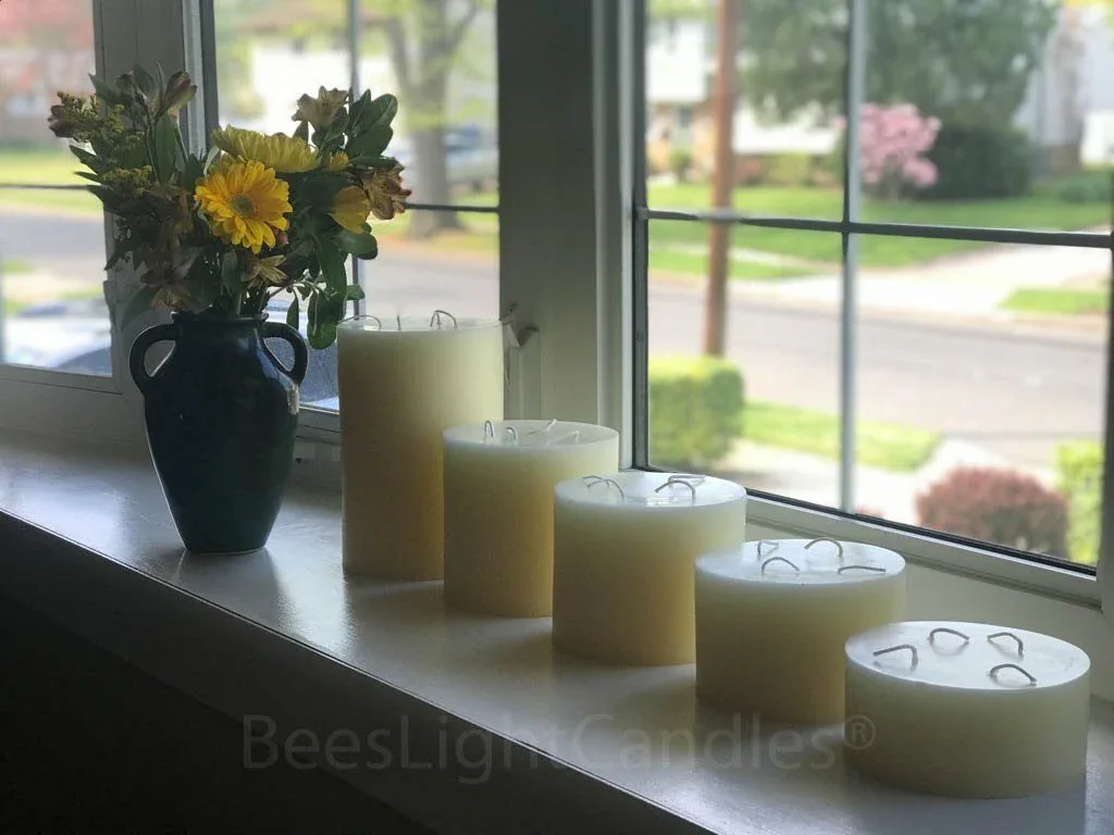 Giant Six Inch Wide White Beeswax 4 Wick Candles - Image 4
