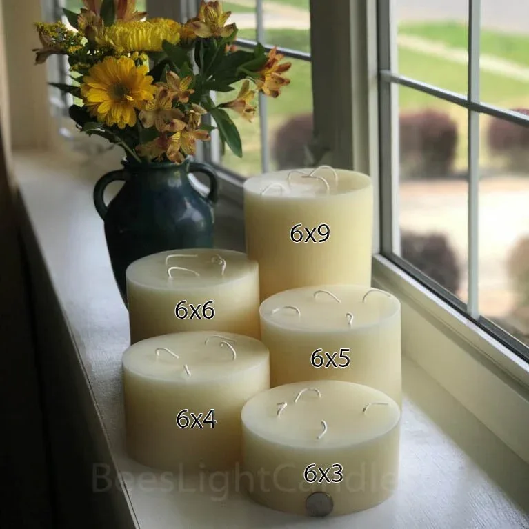Giant Six Inch Wide White Beeswax 4 Wick Candles - Image 5