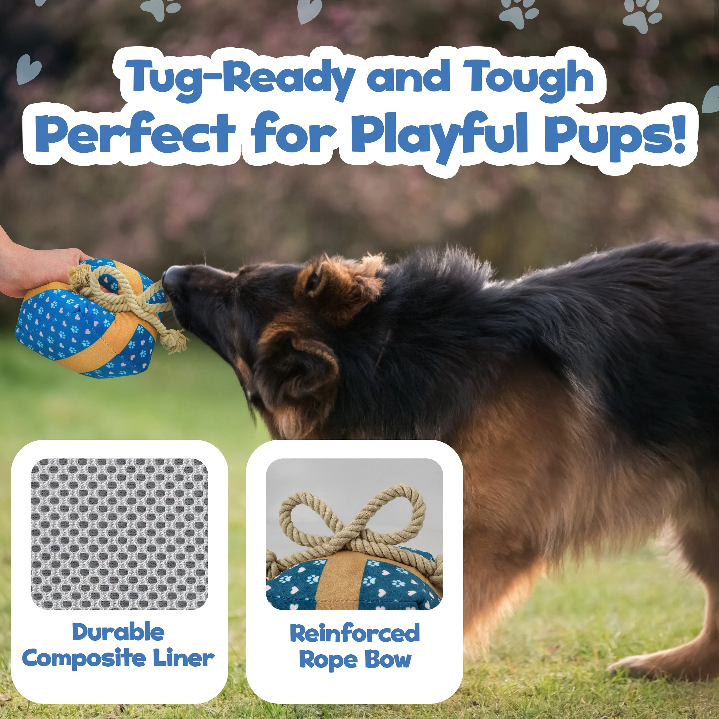 Gift Box Squeaky Dog Toy – Birthday Present Dog Toy with Crinkle Paper and Rope Bow, Durable & Plush for Tug of War and Chew Play - Image 5