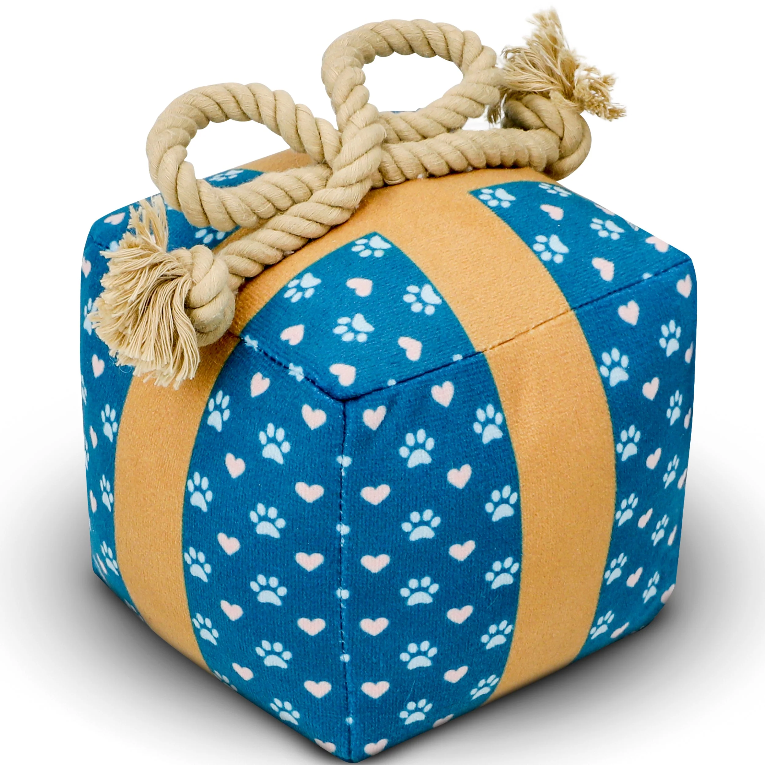 Gift Box Squeaky Dog Toy – Birthday Present Dog Toy with Crinkle Paper and Rope Bow, Durable & Plush for Tug of War and Chew Play - Image 8