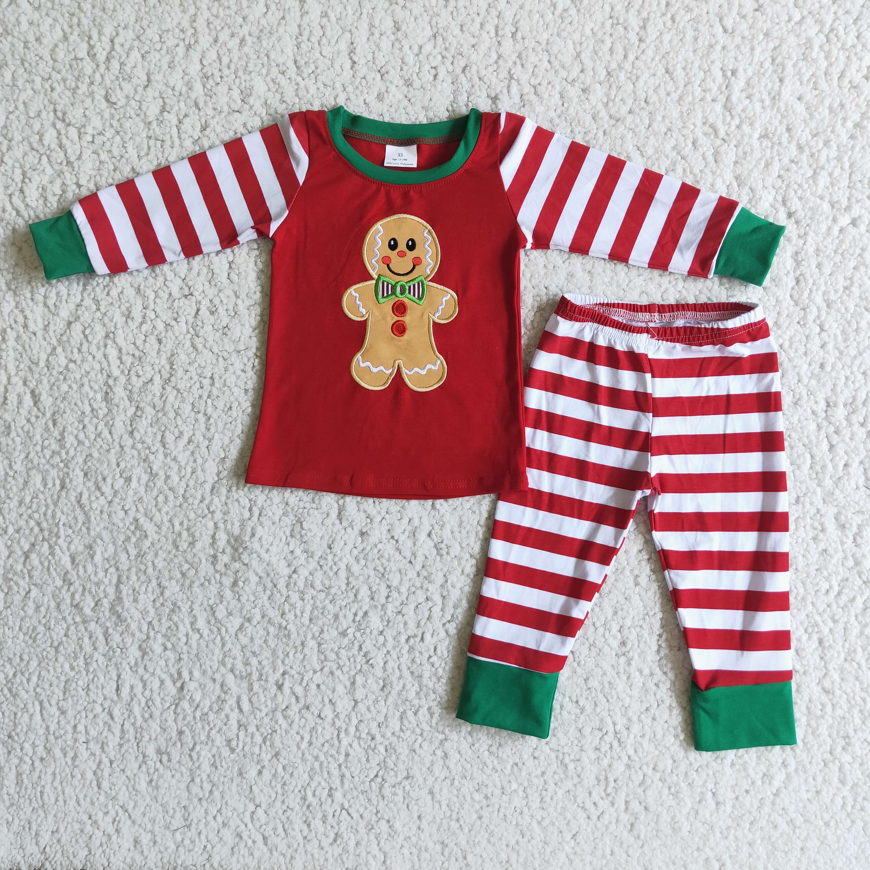 Gingerbread applique cotton Christmas boy pajamas - Image 2