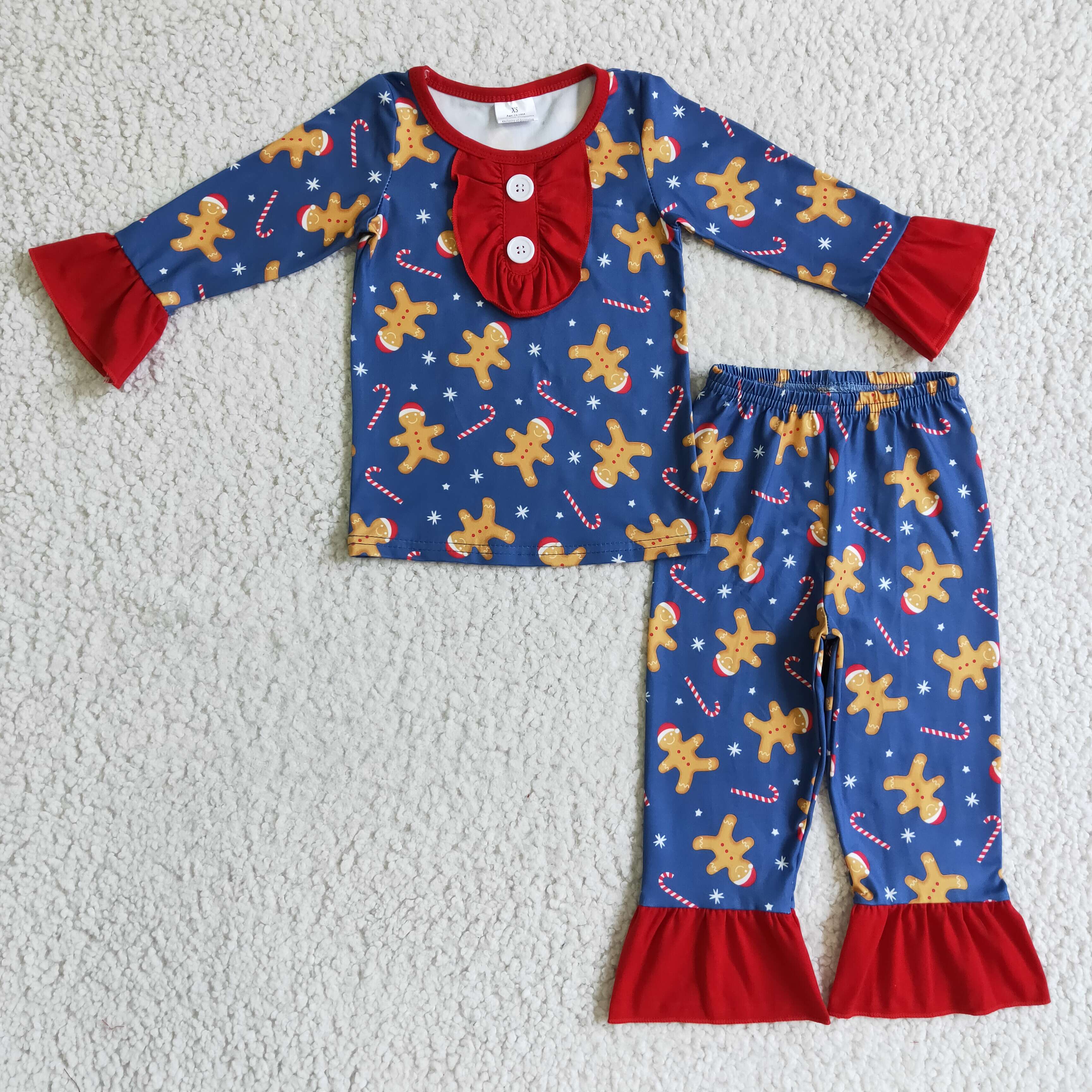 Gingerbread candy cane kids girls Christmas pajamas - Image 2