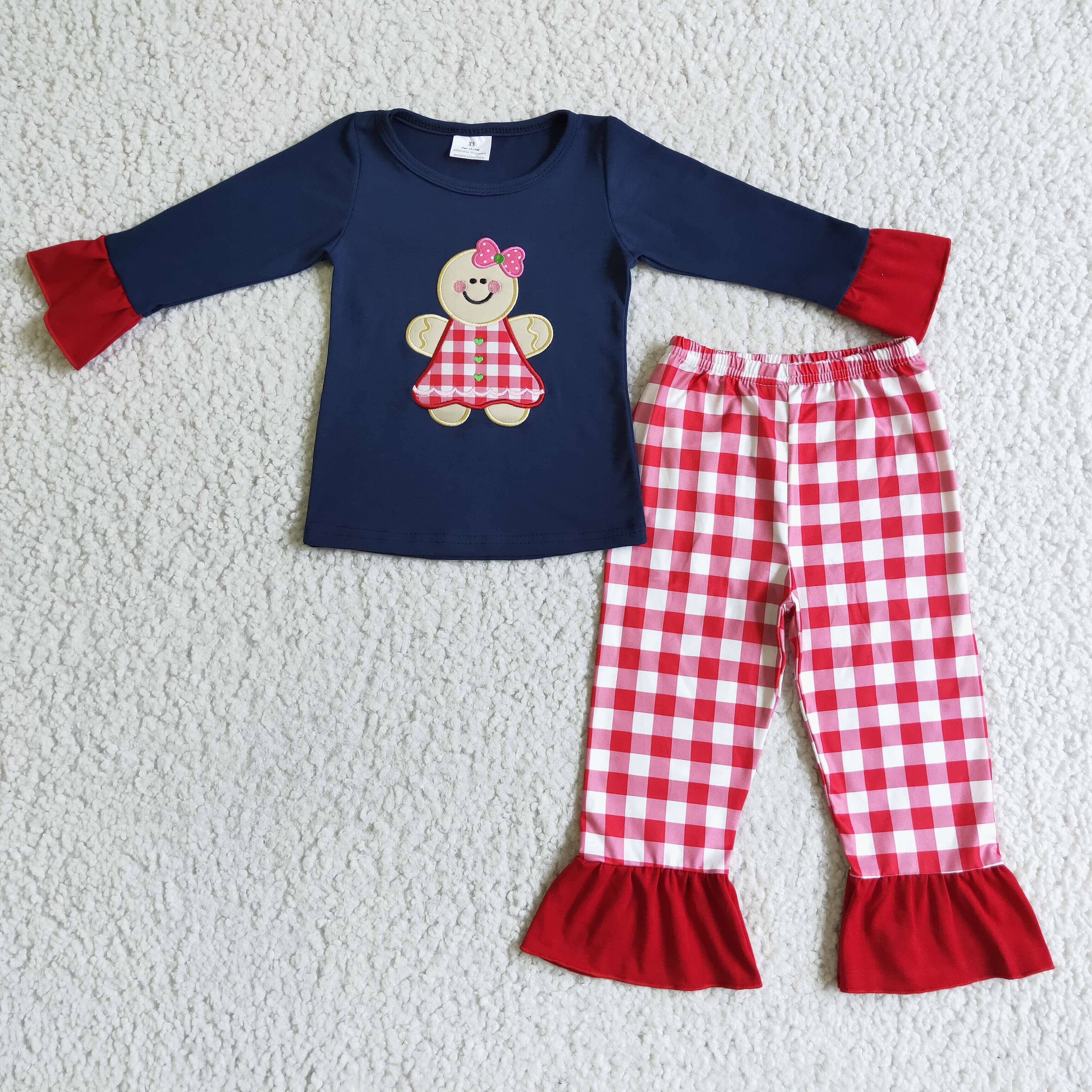 Gingerbread embroidery girls Christmas pajamas - Image 2