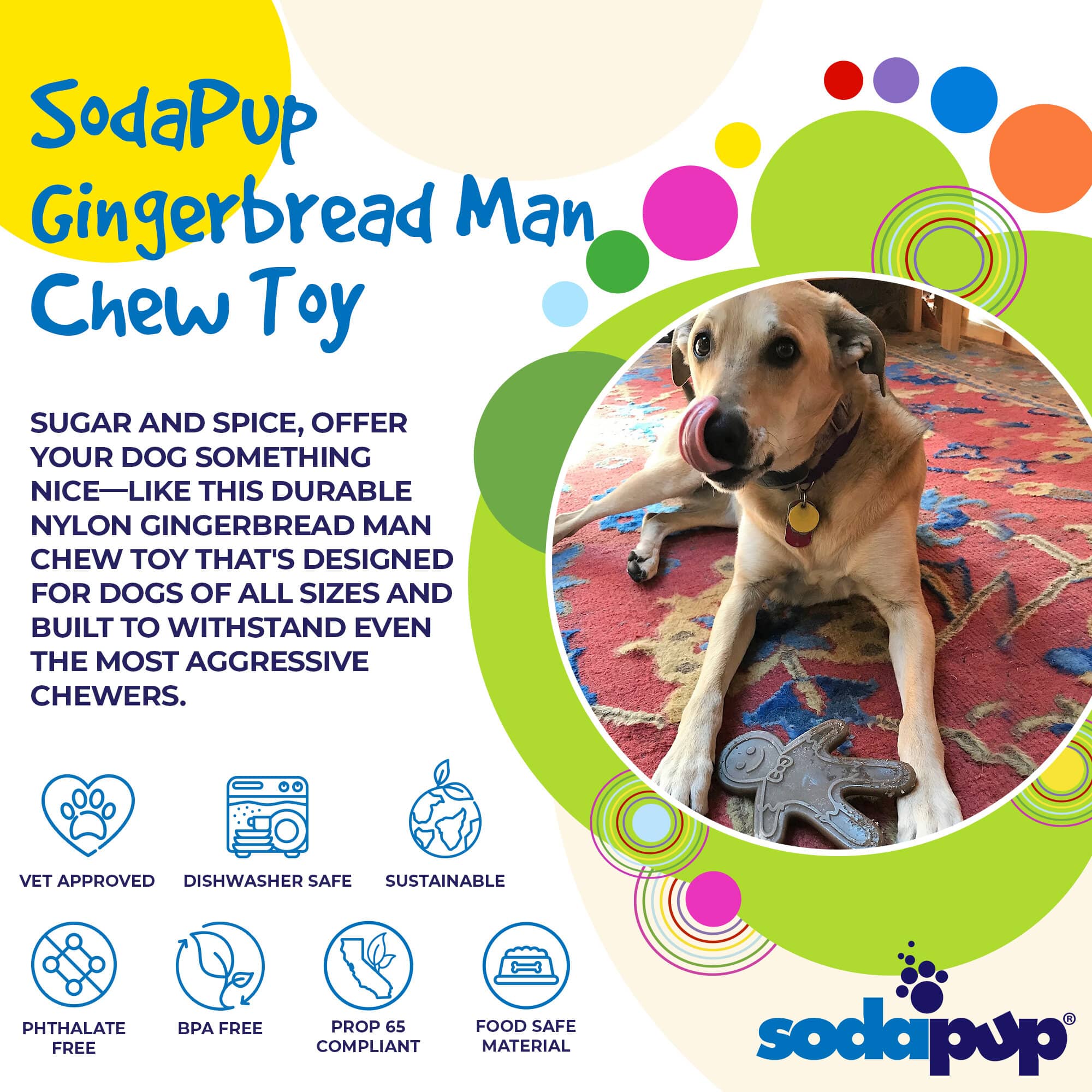 Gingerbread Man Nylon Dog Chew Toy for Aggressive Chewers | USA Made - Image 2